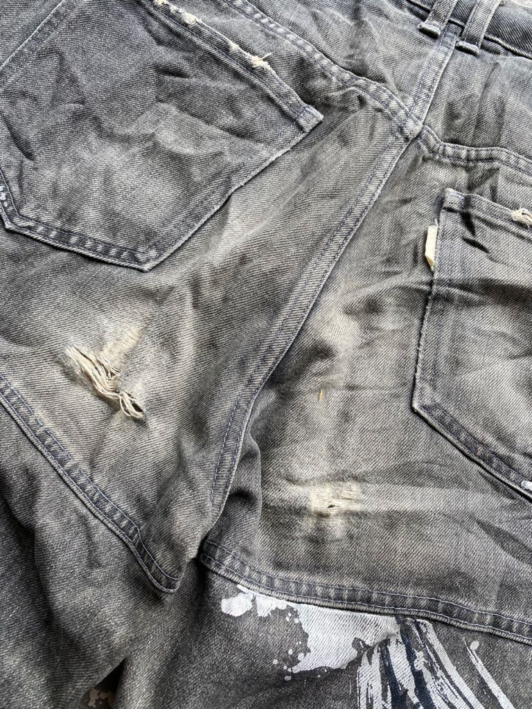 Japanese Brand × Vintage Japanese Bagggy Rusty Printed Denim Scovil Button Size US 30 / EU 46 - 14 Thumbnail