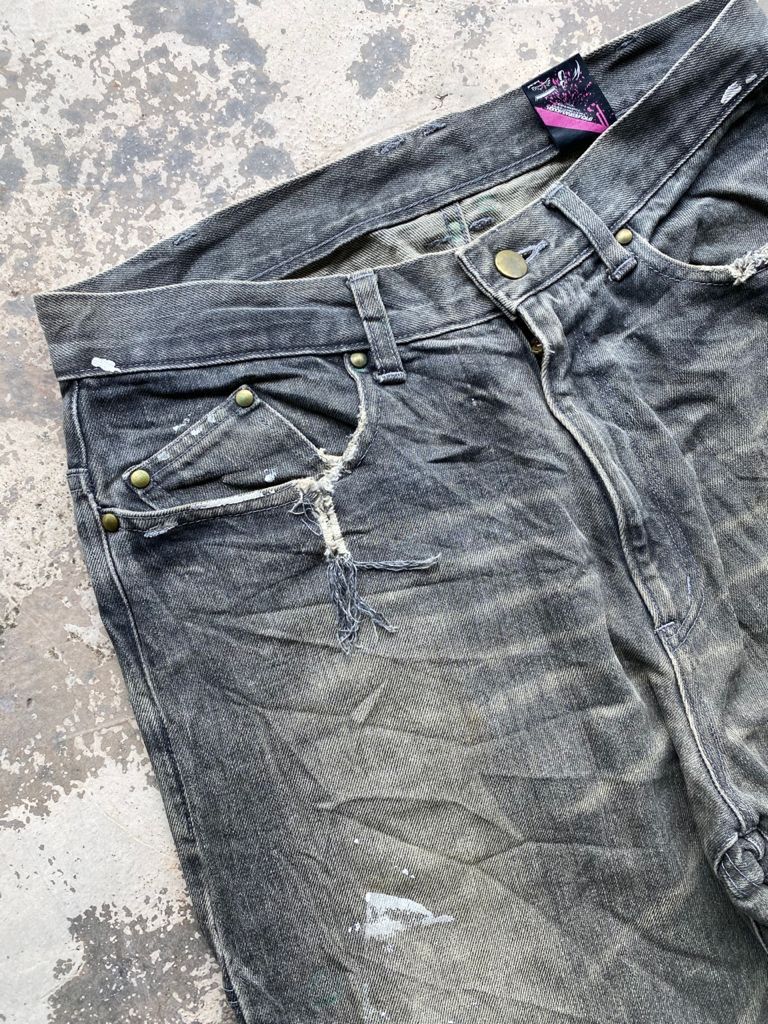Japanese Brand × Vintage Japanese Bagggy Rusty Printed Denim Scovil Button Size US 30 / EU 46 - 7 Thumbnail