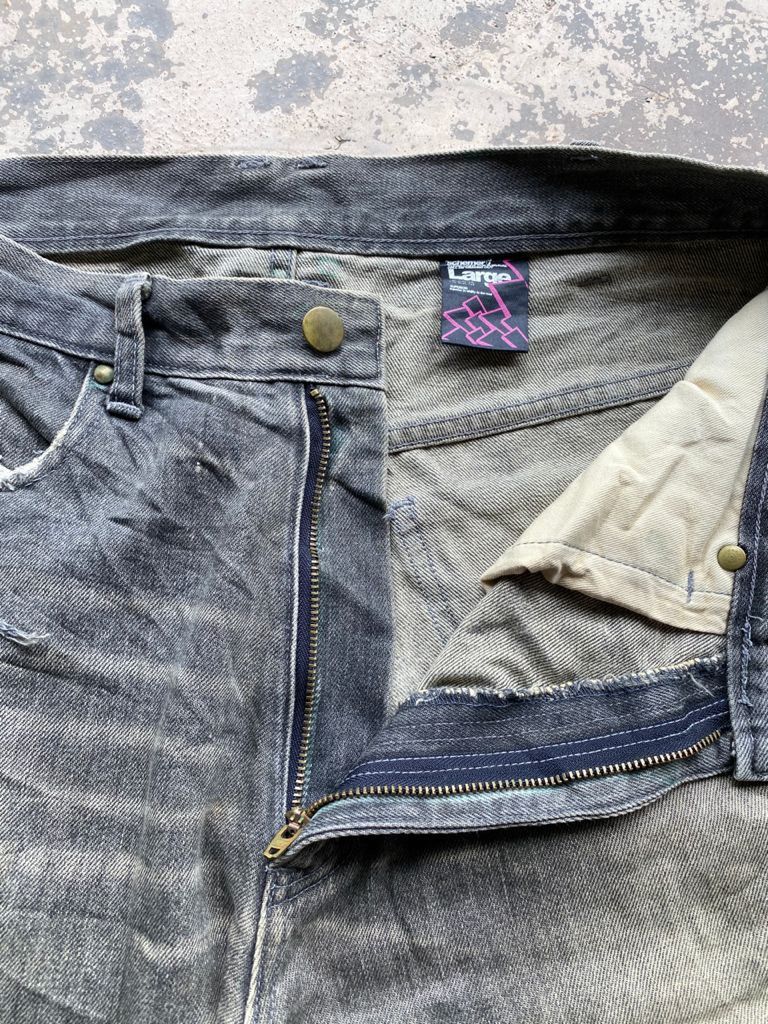 Japanese Brand × Vintage Japanese Bagggy Rusty Printed Denim Scovil Button Size US 30 / EU 46 - 8 Thumbnail