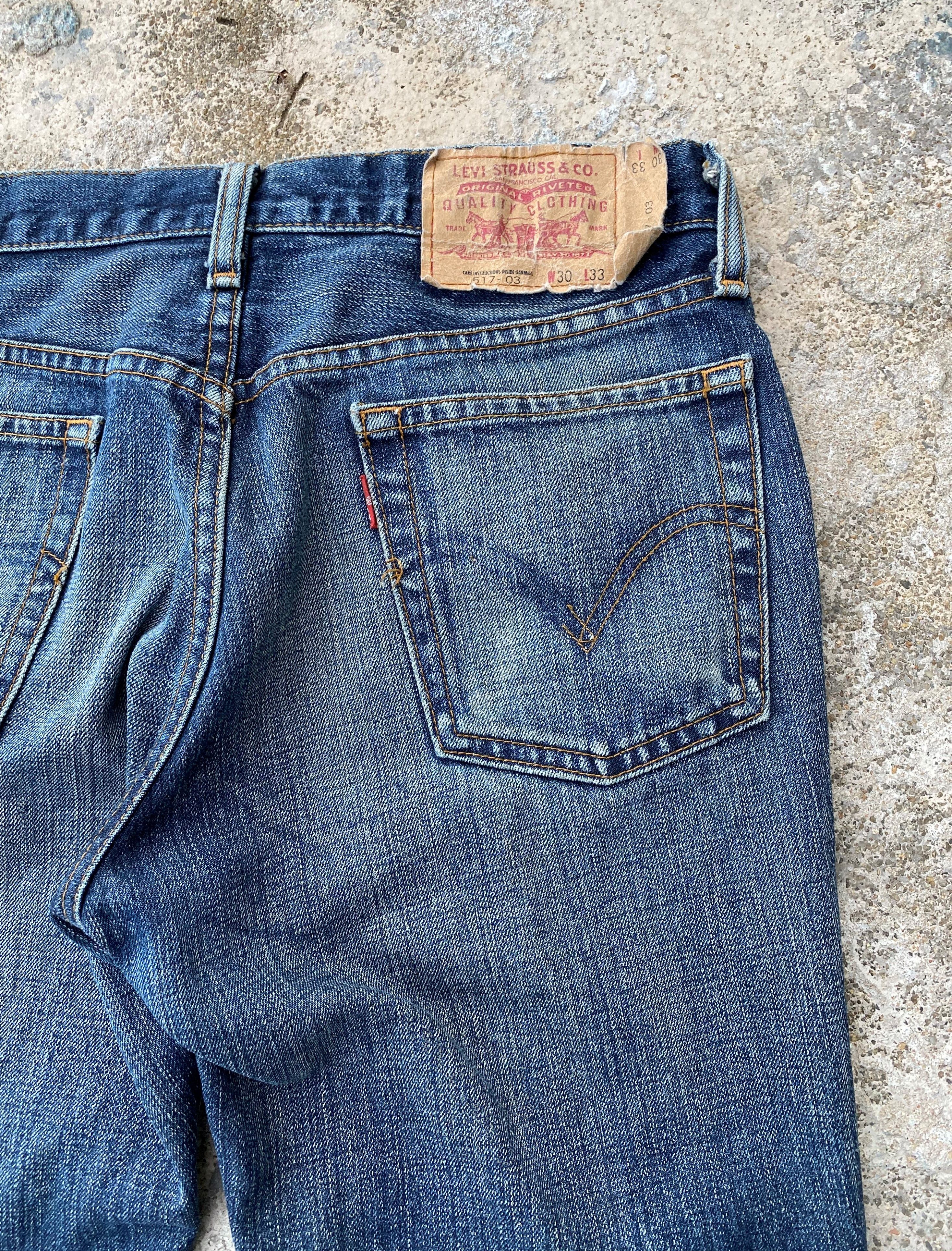 Levi's × Vintage Vintage Levi's 517 Whisker Blue Wash Flared Bootcut Jeans Size US 29 - 12 Thumbnail