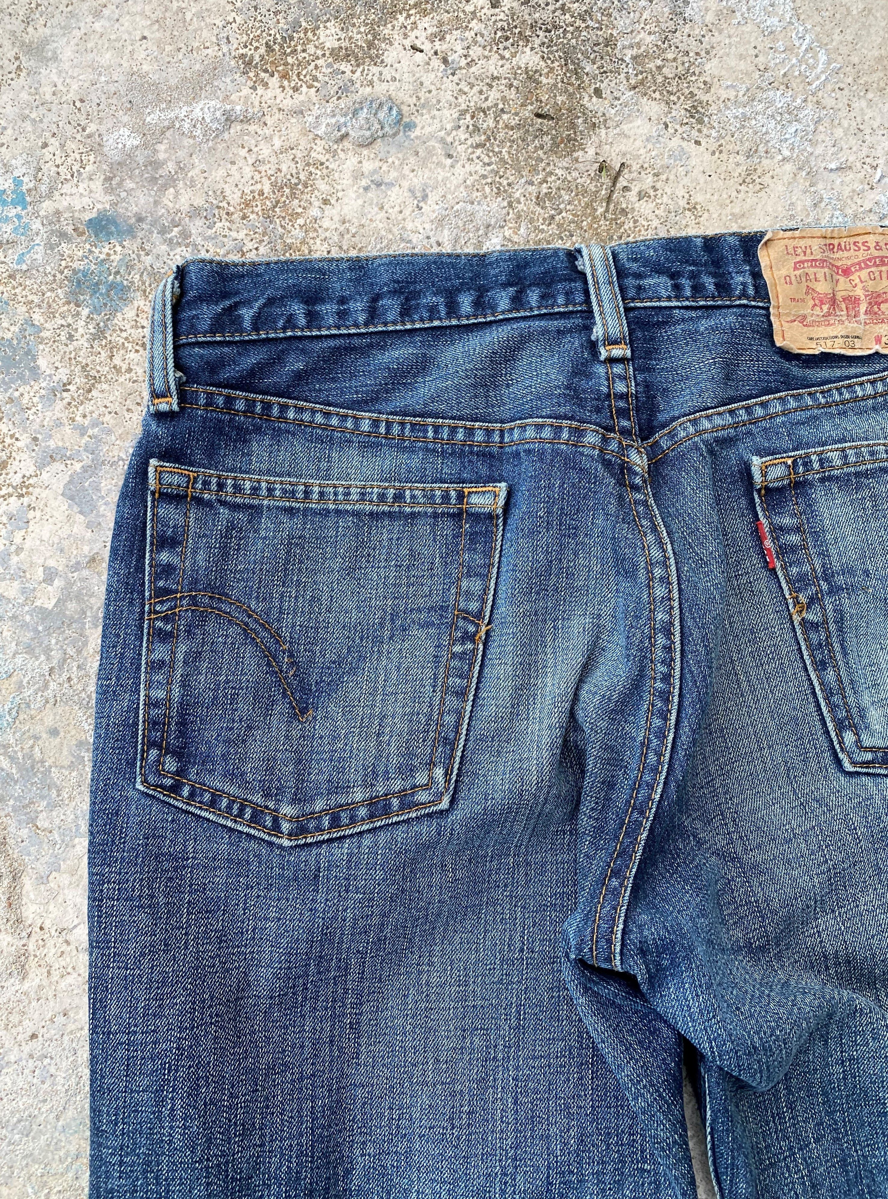 Levi's × Vintage Vintage Levi's 517 Whisker Blue Wash Flared Bootcut Jeans Size US 29 - 11 Thumbnail