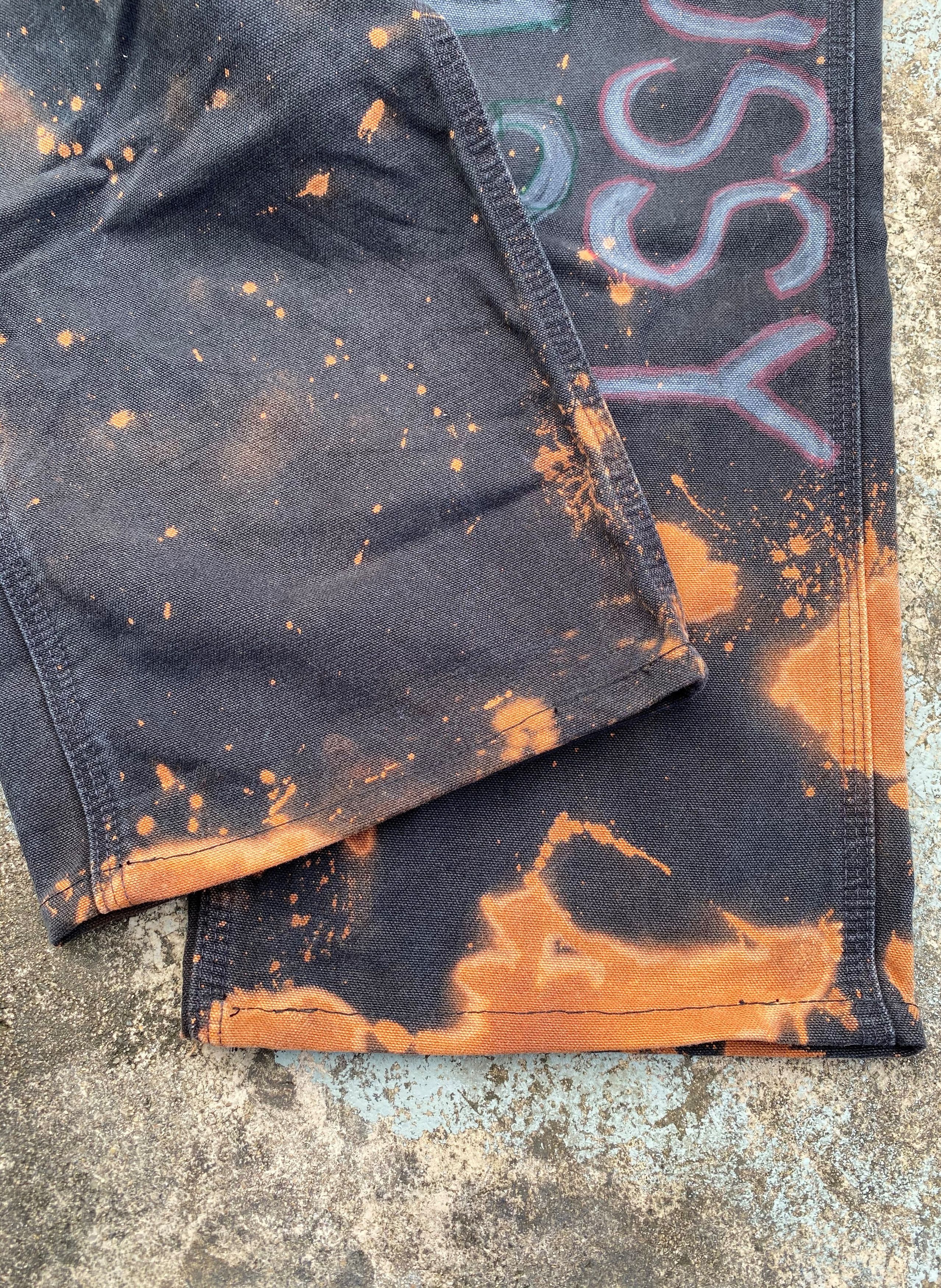 Carhartt RARE🔥Vintage Custom Carhatt Dungaree Fit Sunfaded Tye Dye Size US 30 / EU 46 - 12 Thumbnail