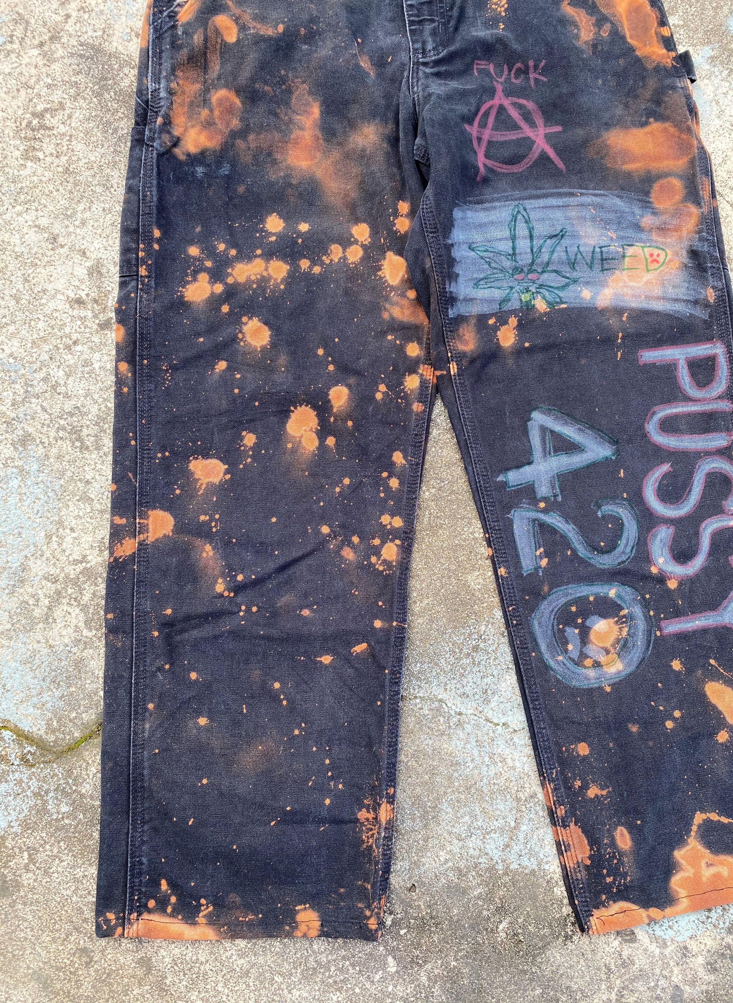 Carhartt RARE🔥Vintage Custom Carhatt Dungaree Fit Sunfaded Tye Dye Size US 30 / EU 46 - 6 Thumbnail