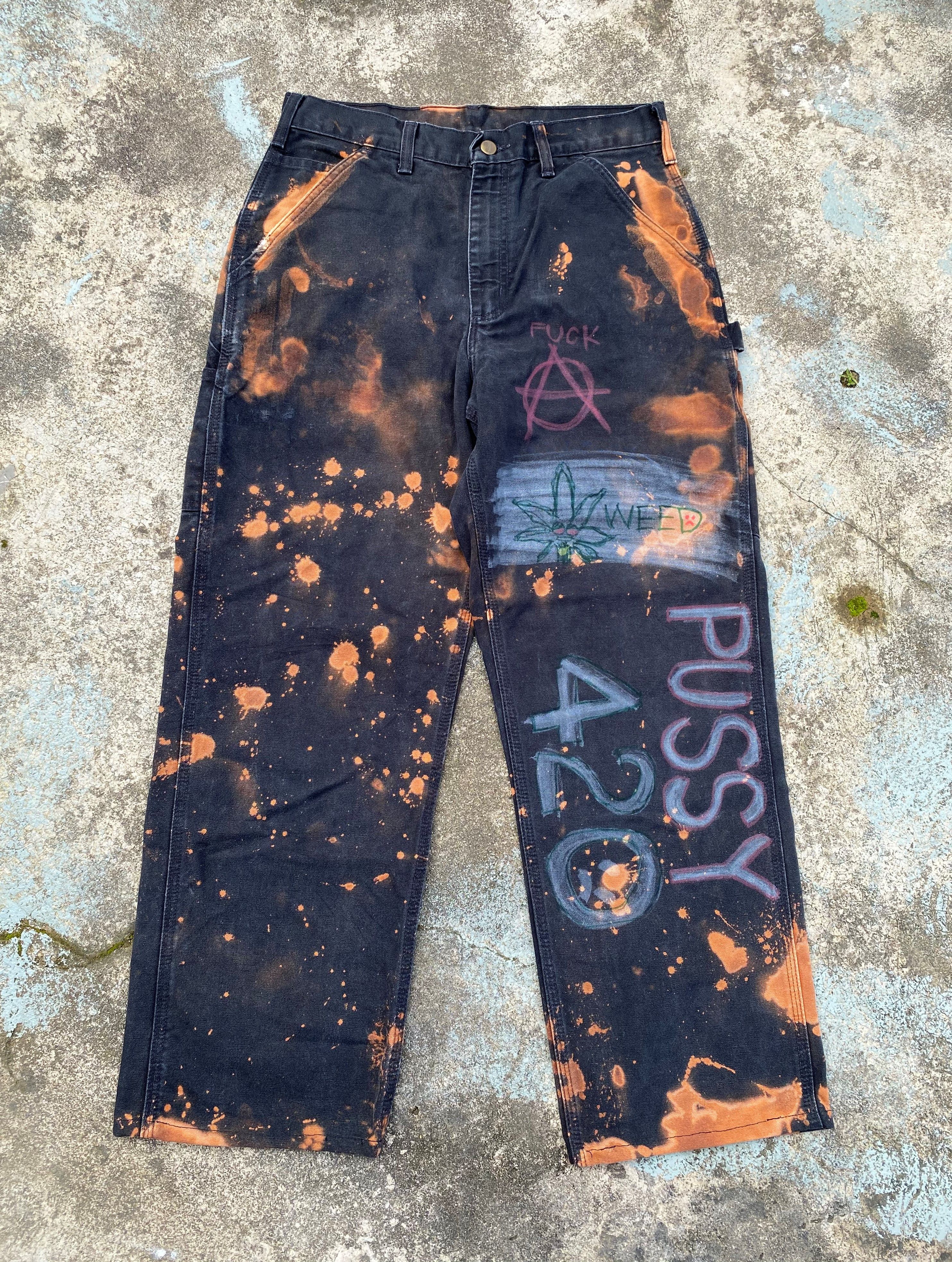 Carhartt RARE🔥Vintage Custom Carhatt Dungaree Fit Sunfaded Tye Dye Size US 30 / EU 46 - 1 Thumbnail