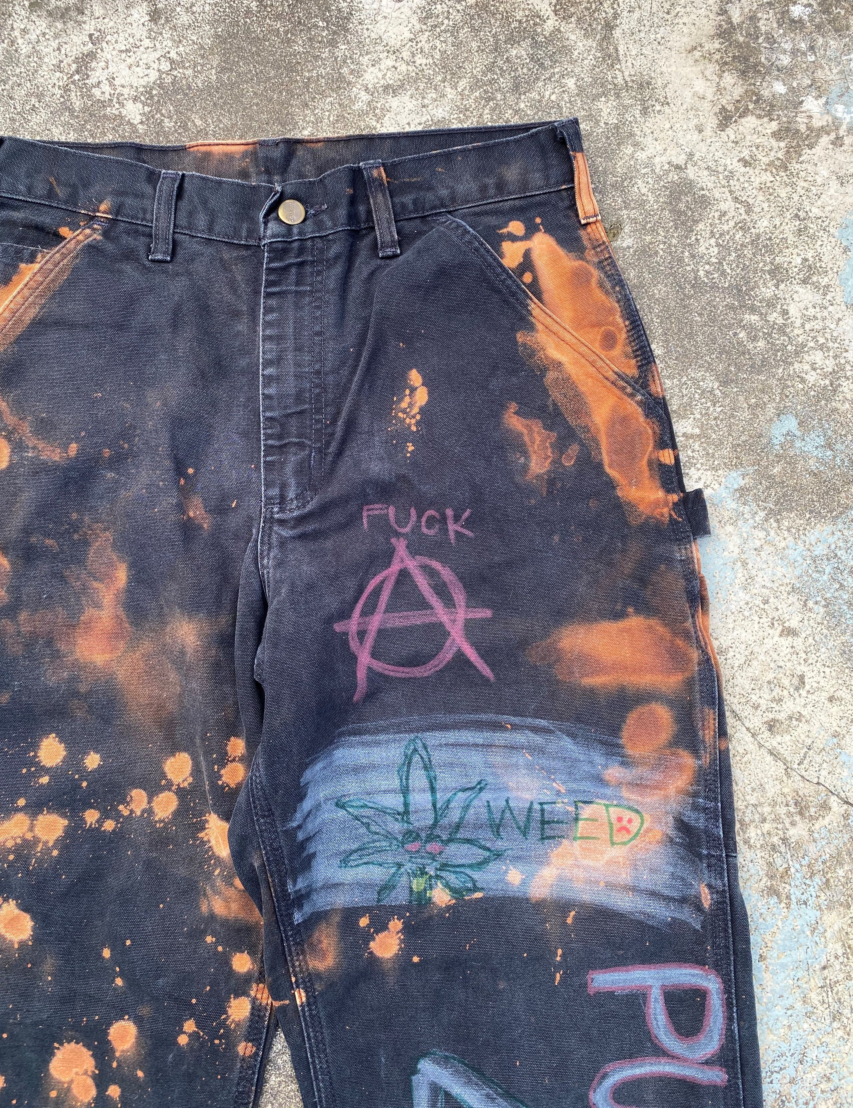 Carhartt RARE🔥Vintage Custom Carhatt Dungaree Fit Sunfaded Tye Dye Size US 30 / EU 46 - 4 Thumbnail