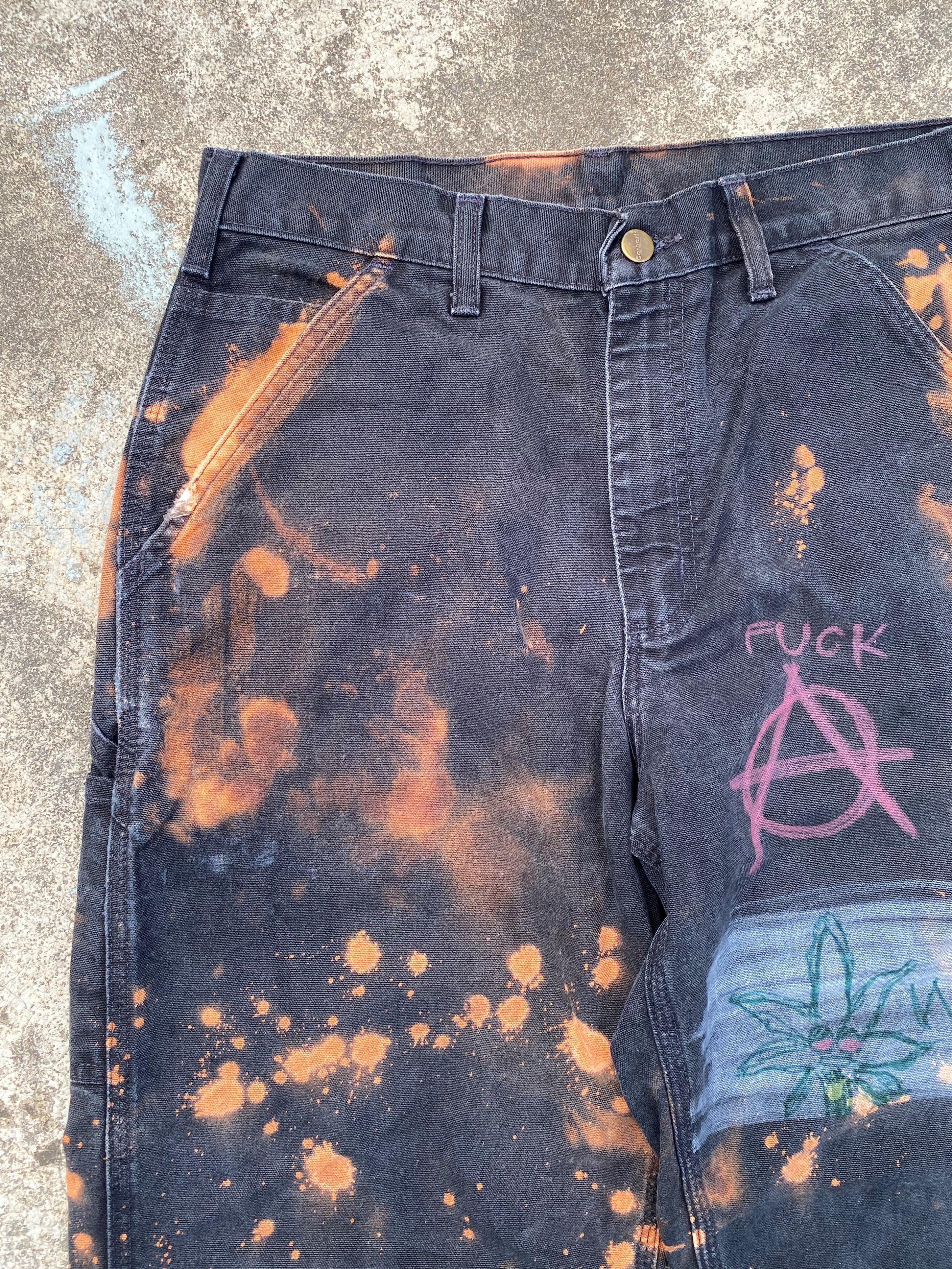 Carhartt RARE🔥Vintage Custom Carhatt Dungaree Fit Sunfaded Tye Dye Size US 30 / EU 46 - 3 Thumbnail