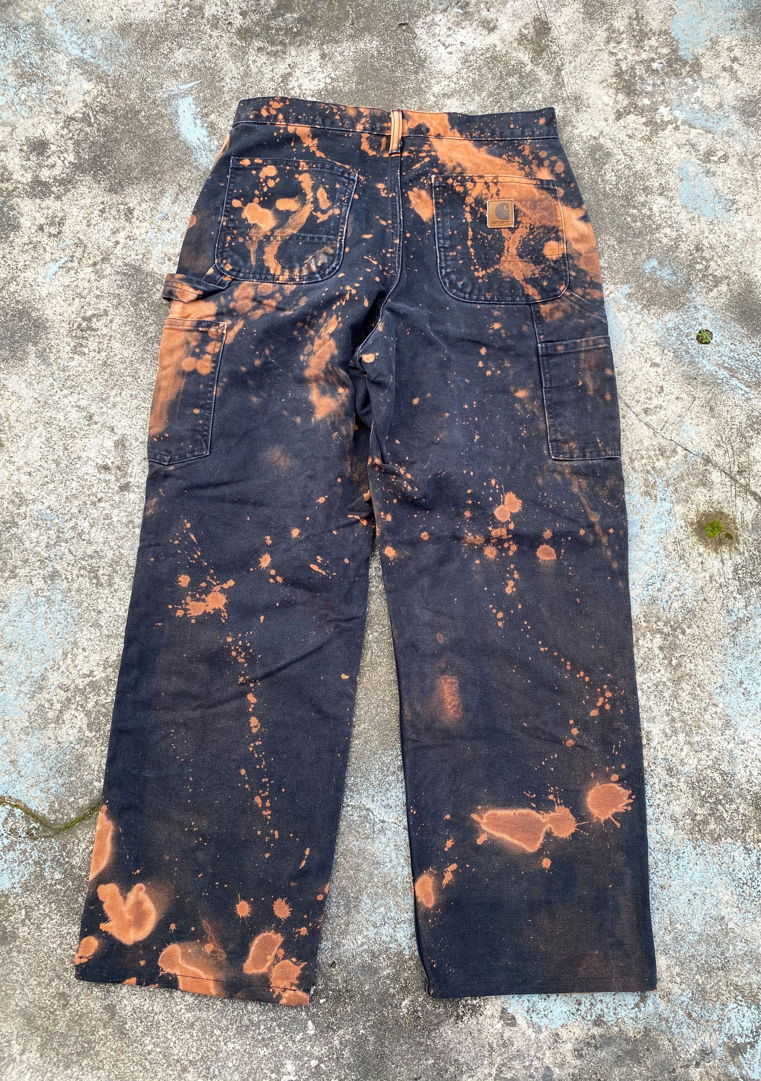 Carhartt RARE🔥Vintage Custom Carhatt Dungaree Fit Sunfaded Tye Dye Size US 30 / EU 46 - 2 Thumbnail