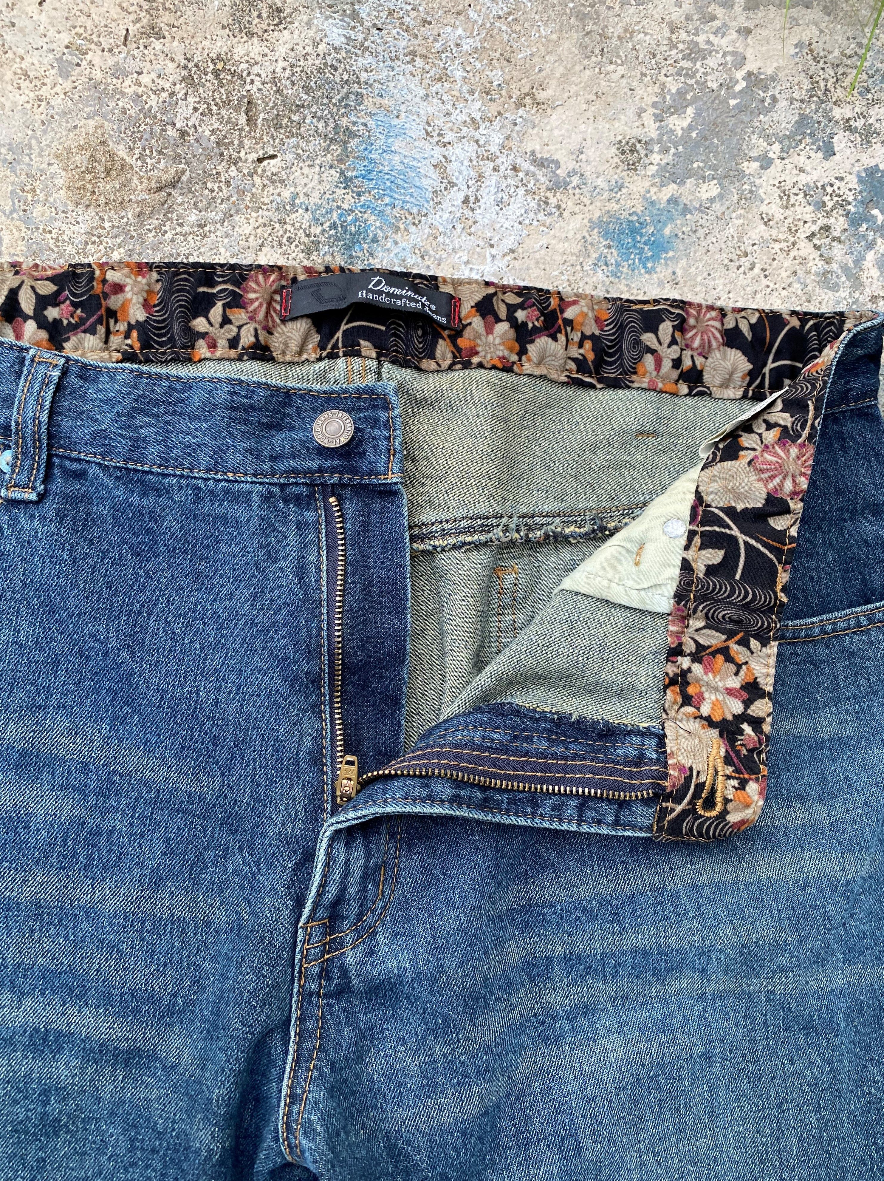 Japanese Brand SICKS💥Vintage Dominate Denim Embroidery Japanese Koi Fish Size US 28 / EU 44 - 6 Thumbnail