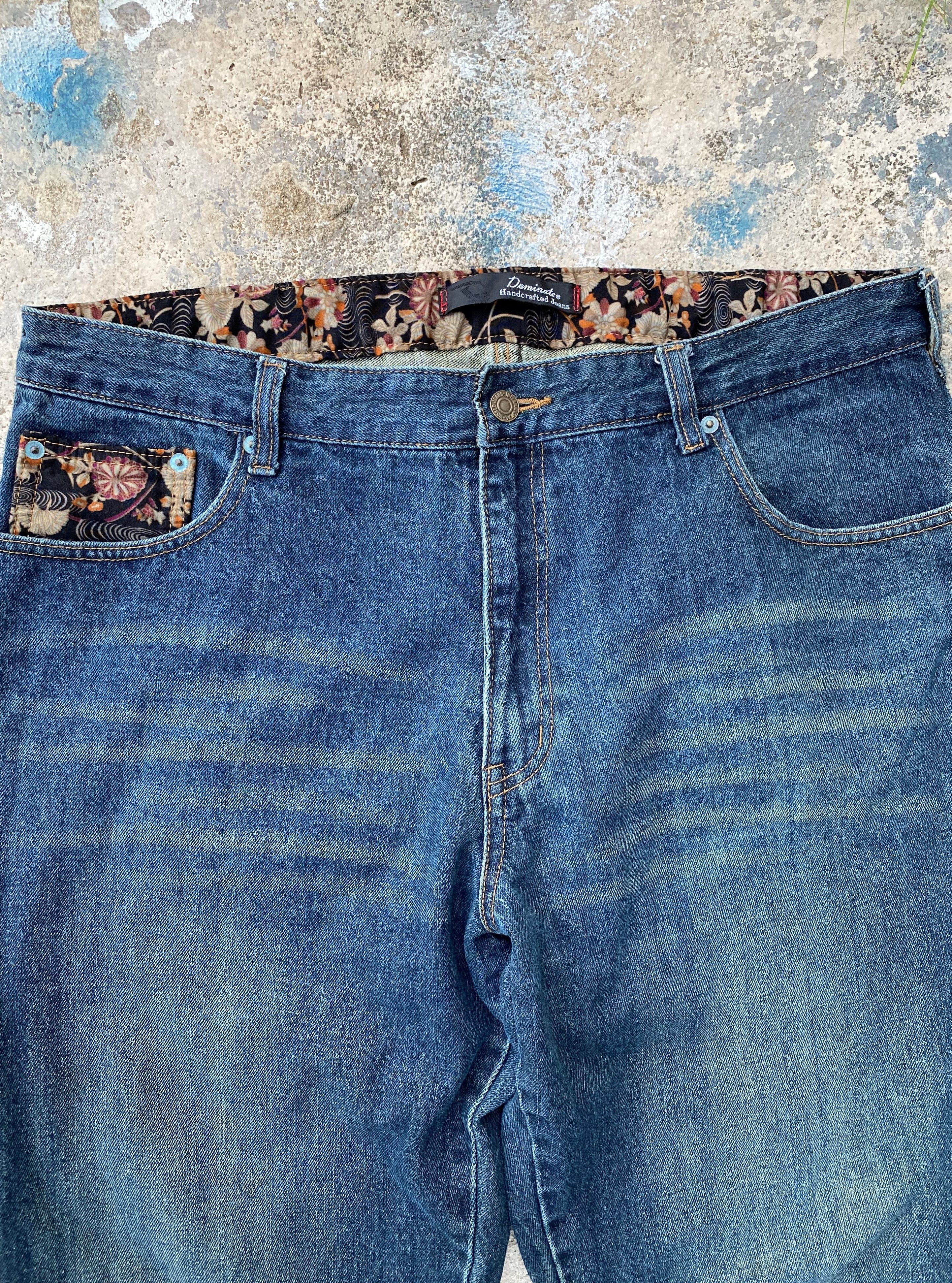 Japanese Brand SICKS💥Vintage Dominate Denim Embroidery Japanese Koi Fish Size US 28 / EU 44 - 5 Thumbnail