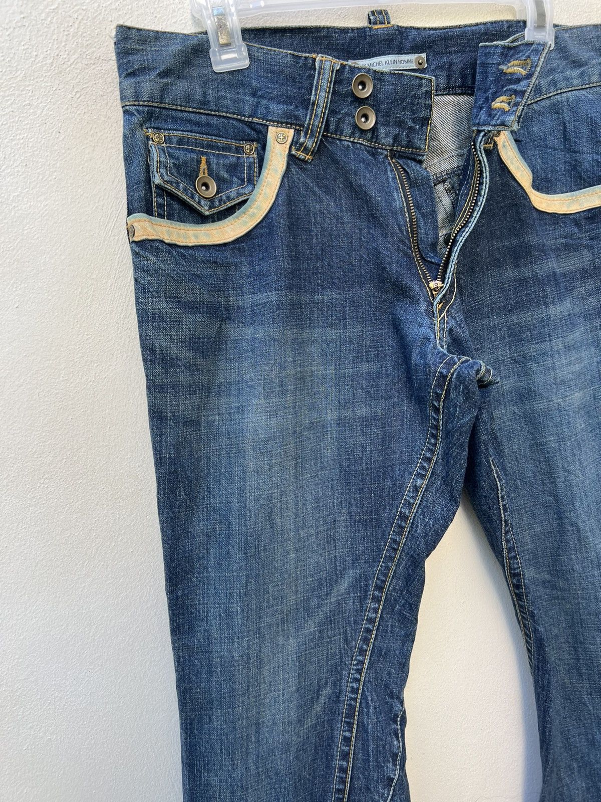 Michel Klein Vintage Michel Klein Homme Paris Hybrid Denim Flare Jeans Size US 31 - 8 Thumbnail