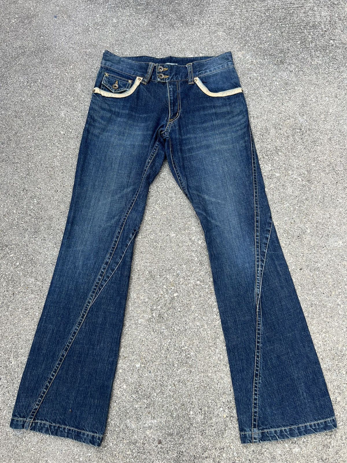 Michel Klein Vintage Michel Klein Homme Paris Hybrid Denim Flare Jeans Size US 31 - 1 Thumbnail