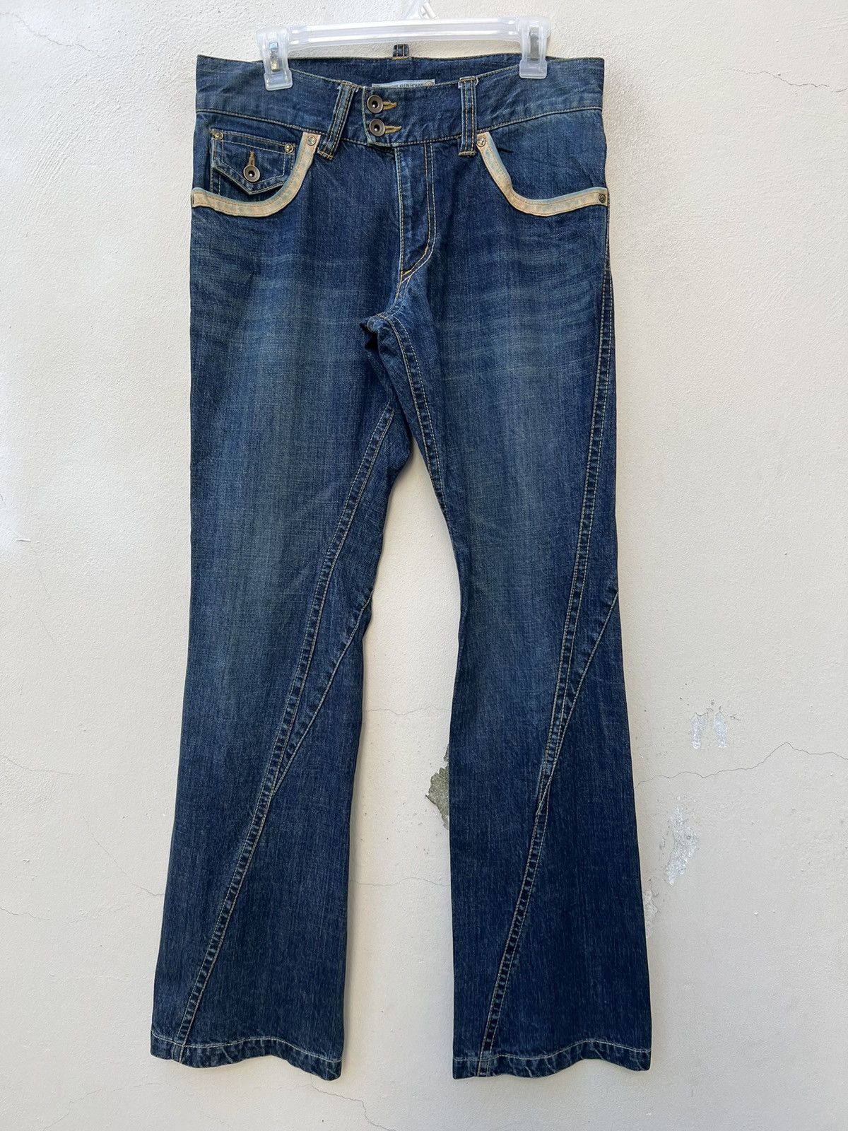 Michel Klein Vintage Michel Klein Homme Paris Hybrid Denim Flare Jeans Size US 31 - 6 Thumbnail