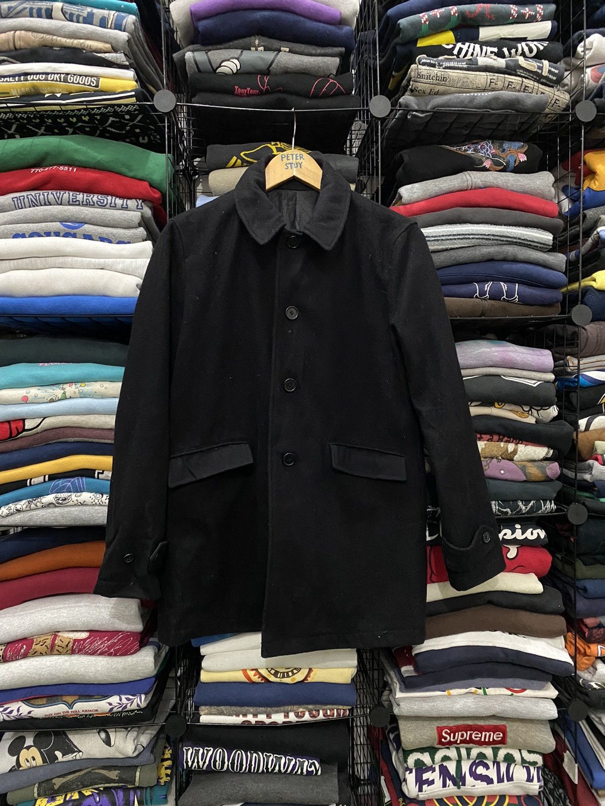 image of Vanquish Black Wool Man’S Jacket, Men's (Size Small)