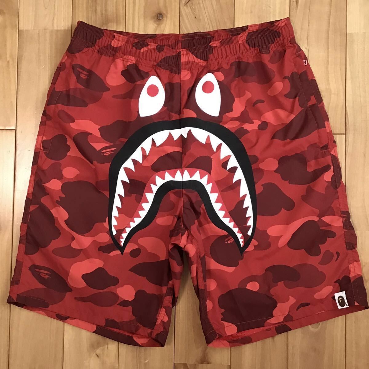 Bape BAPE Red camo shark beach shorts a bathing ape ☆size M | Grailed