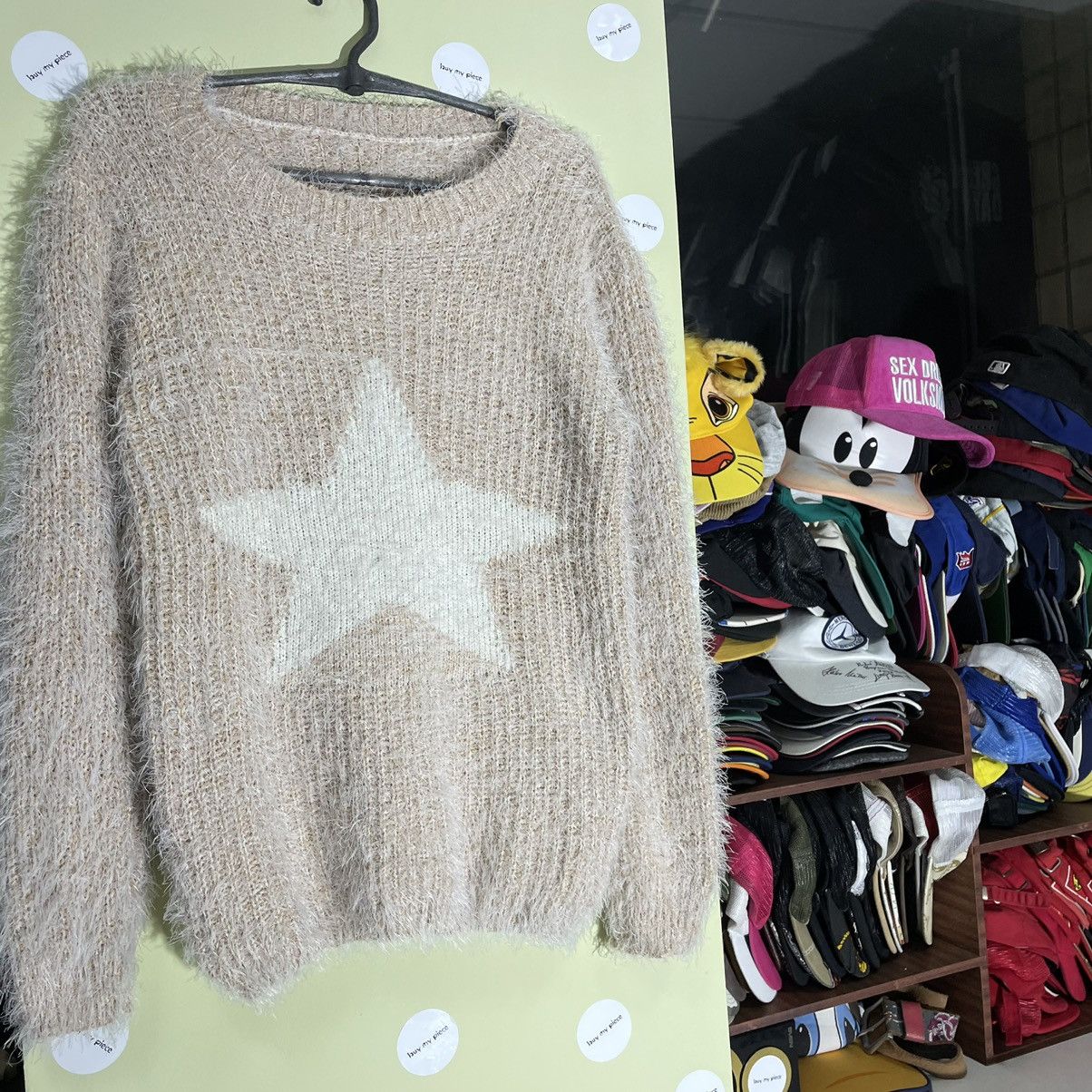 Vintage Vintage Y2K Cream Star Graphic Sweater Indie Preppy Baggy M Size M / US 6-8 / IT 42-44 - 5 Thumbnail
