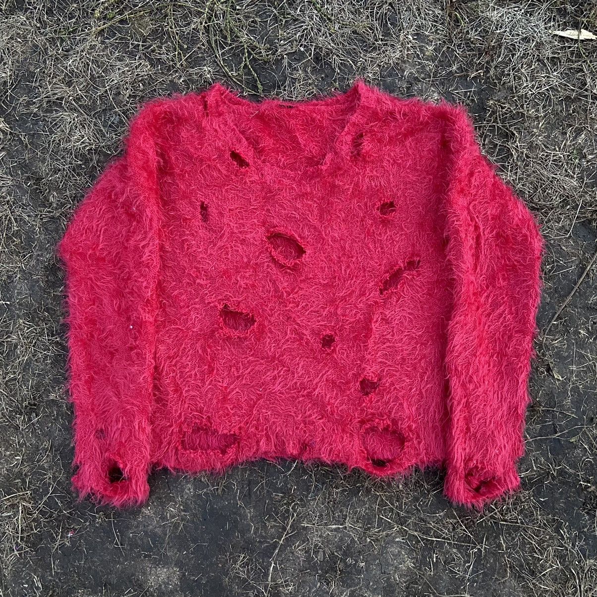 image of Vintage Y2K Mohair Teddy Grass Sweater Distressed Buymypiece in Roses, Women's (Size Medium)