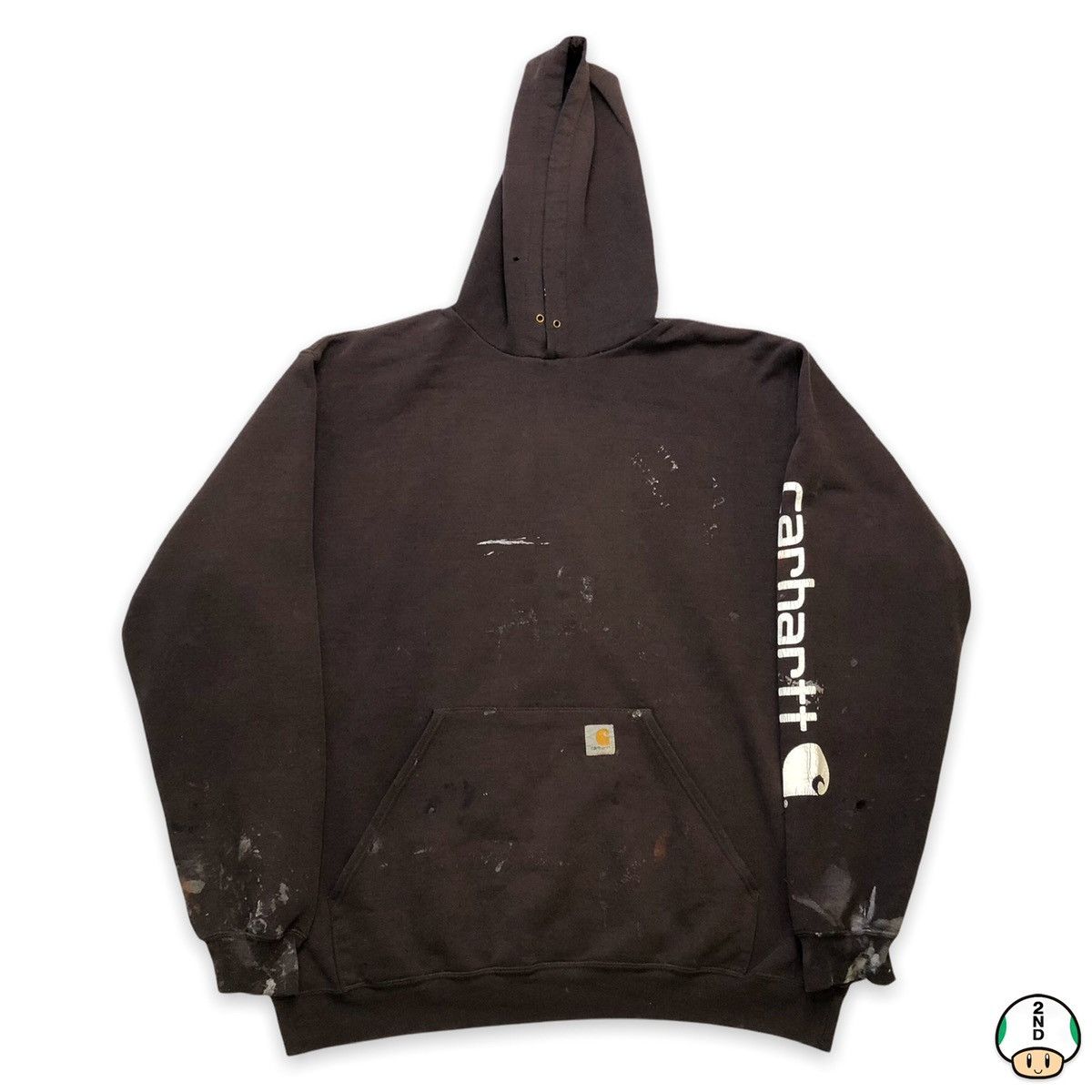Carhartt Vintage Carhartt Hoodie Paint Thrashed 90s Hooded Sweatshirt Size US XL / EU 56 / 4 - 1 Thumbnail