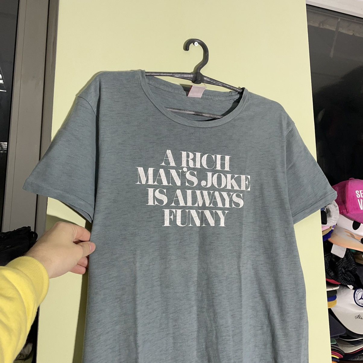 image of Beauty Beast x Humor Vintage 90's Adult “ A Rich Mans Always Joke “ Art Humor Tee in Grey (Size Lar