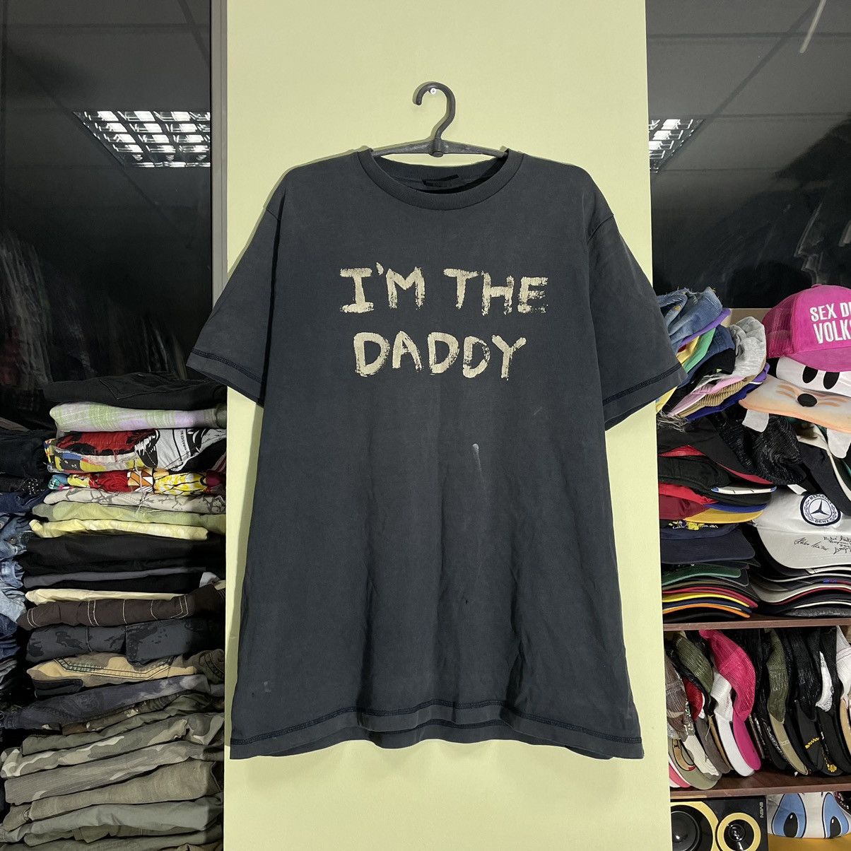 image of 90's Faded Adult “ I’M The Daddy “ Sexy Humor Tee in Black, Men's (Size XL)