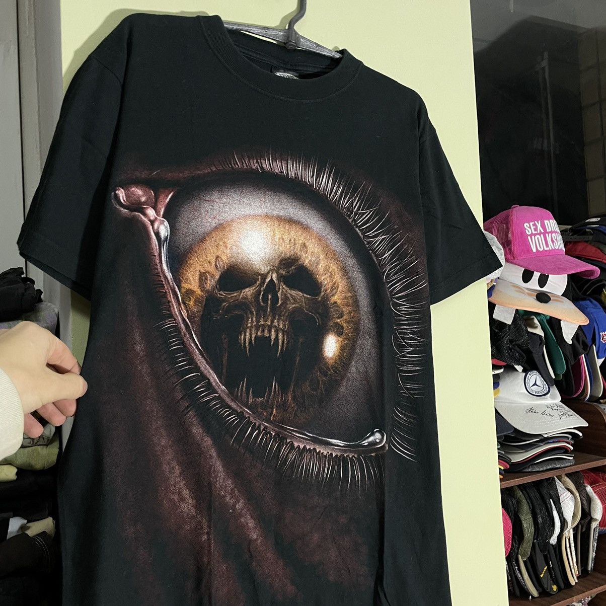 Vintage Vintage 90s Goth Skull Graphic Tee Grunge Oversized Faded XL Size US XL / EU 56 / 4 - 2 Thumbnail