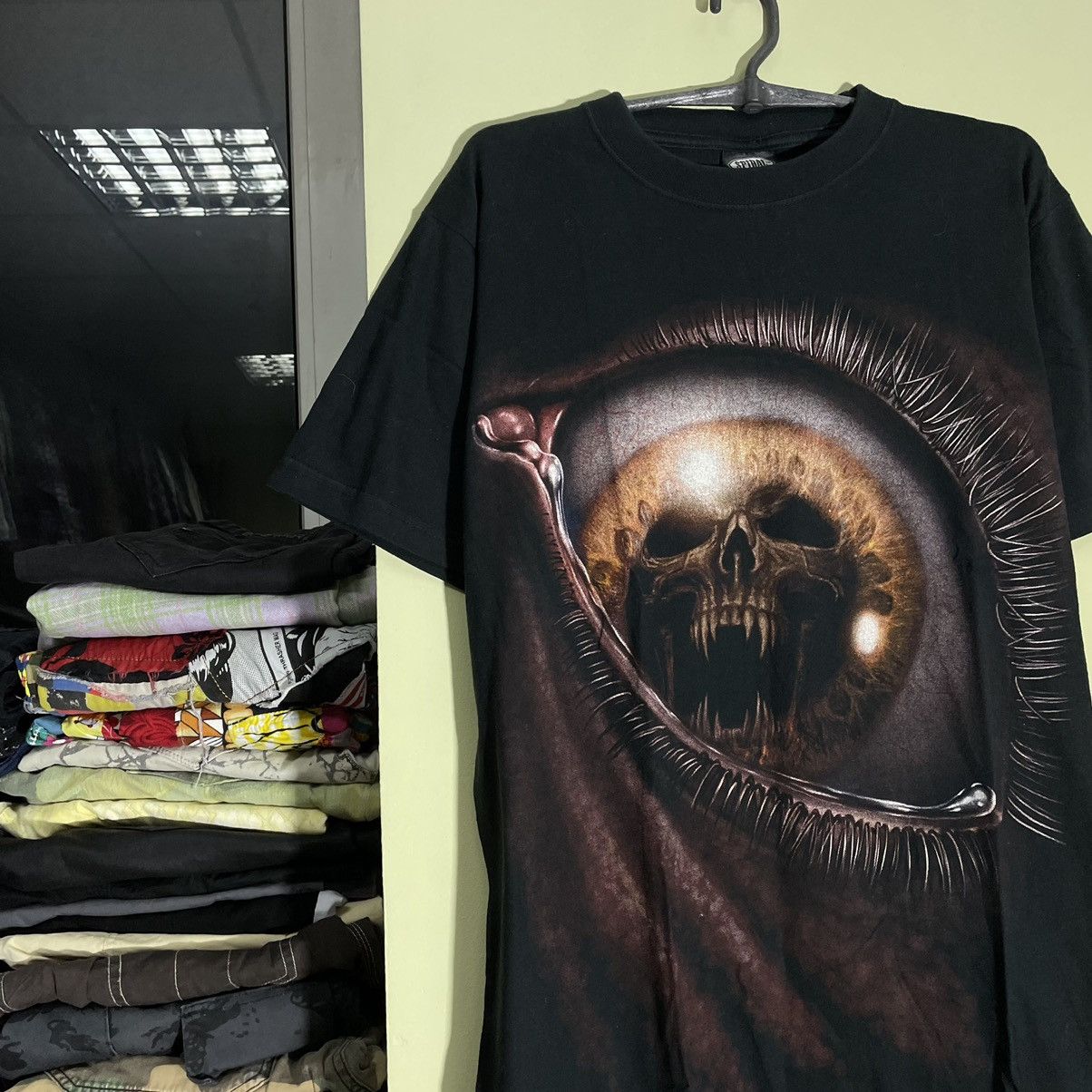 Vintage Vintage 90s Goth Skull Graphic Tee Grunge Oversized Faded XL Size US XL / EU 56 / 4 - 4 Thumbnail