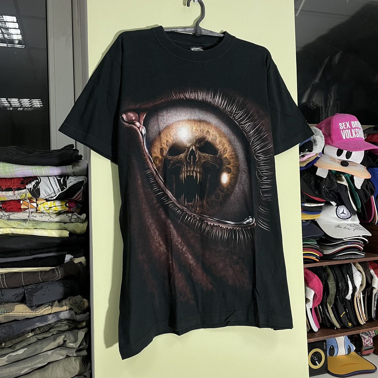 Vintage Vintage 90s Goth Skull Graphic Tee Grunge Oversized Faded XL Size US XL / EU 56 / 4 - 3 Thumbnail