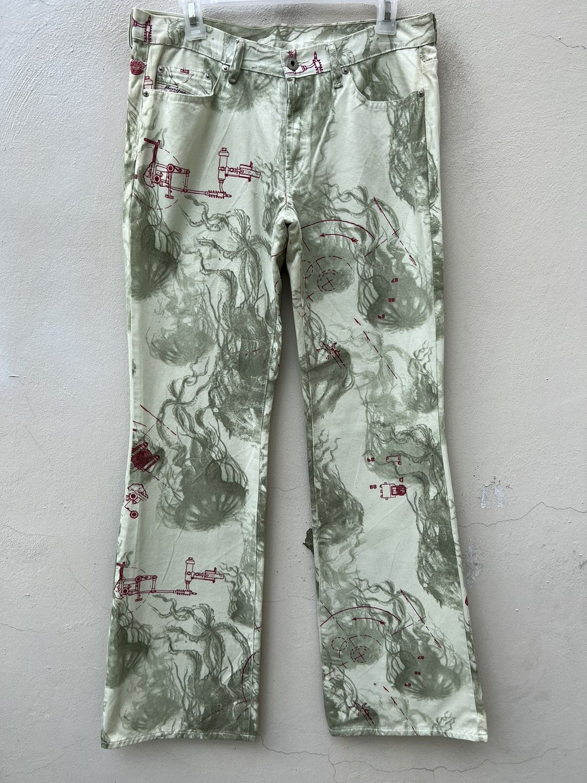 Diesel Vintage Y2K Diesel All Printed Graphics Flare Pant Size US 31 - 6 Thumbnail