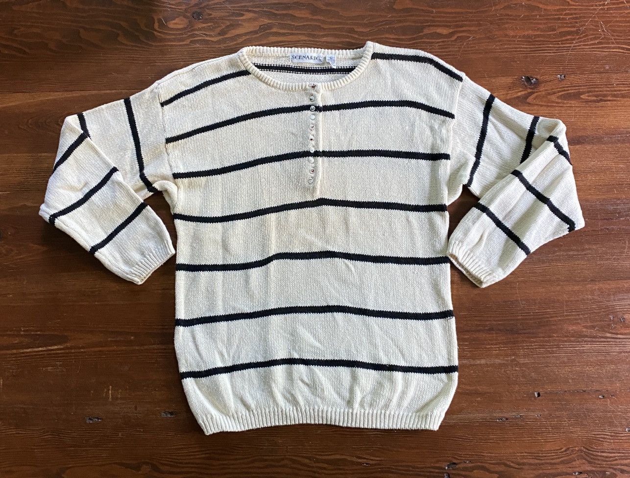 Vintage Vintage 80’s Scenario Multi Button Henley Style Knit Sweater Size US L / EU 52-54 / 3 - 1 Thumbnail