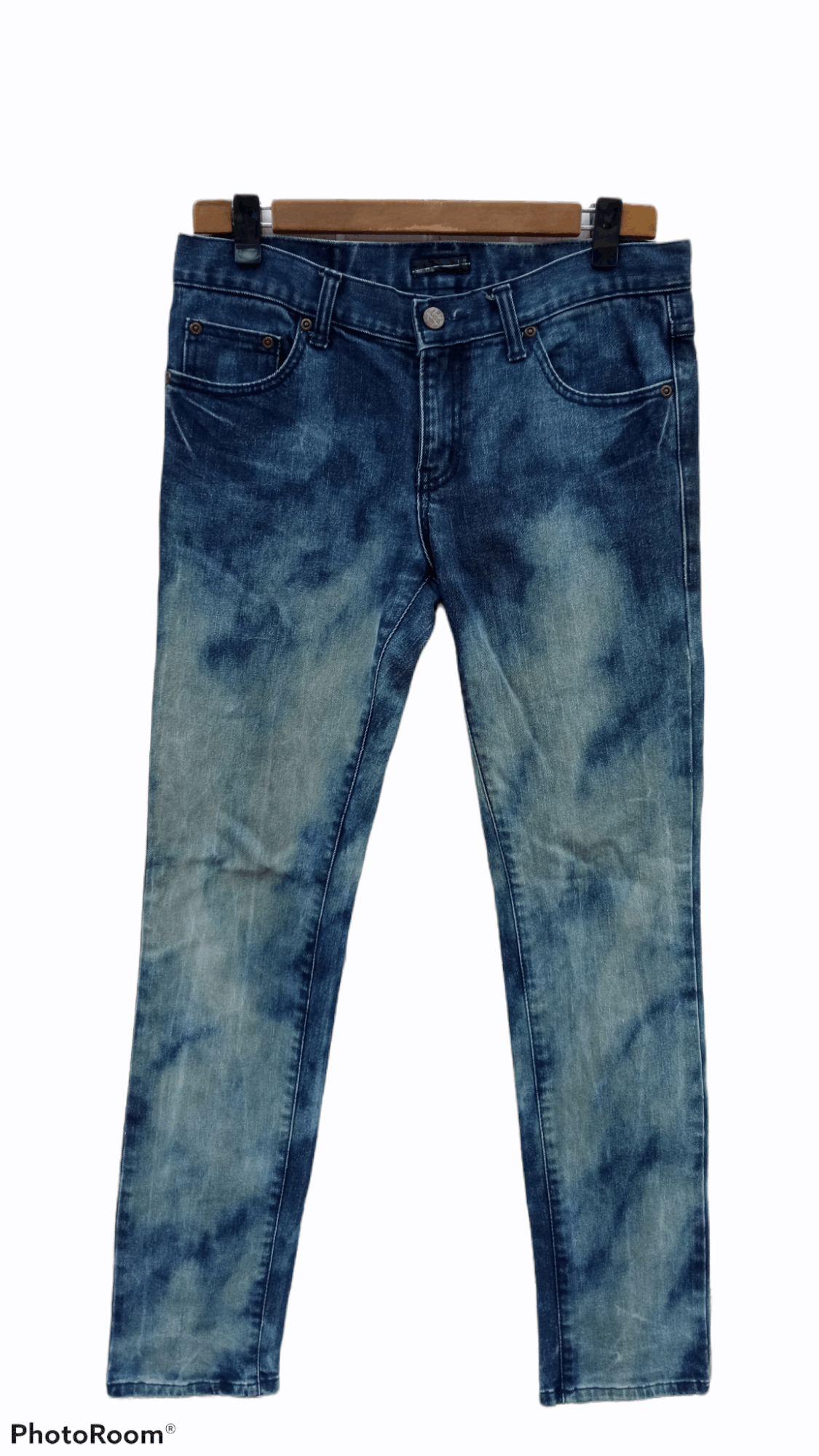 image of Distressed Denim x Lad Musician Bleach Wash Jeans Denim in Bleach Blue, Men's (Size 31)