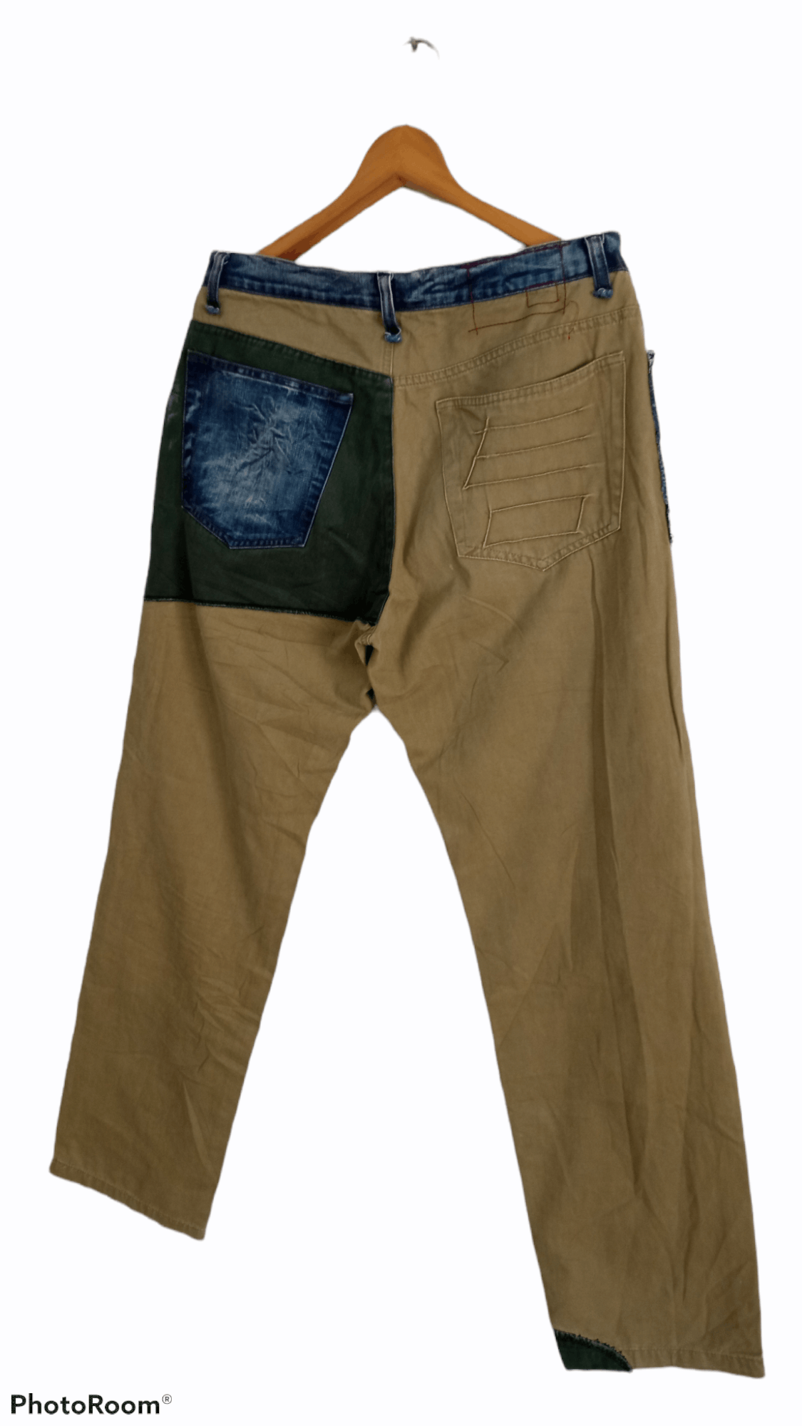 Japanese Brand × Vintage 🔥🔥Burks Bull Hybrid Patchwork Distressed Pants Size US 33 - 16 Thumbnail