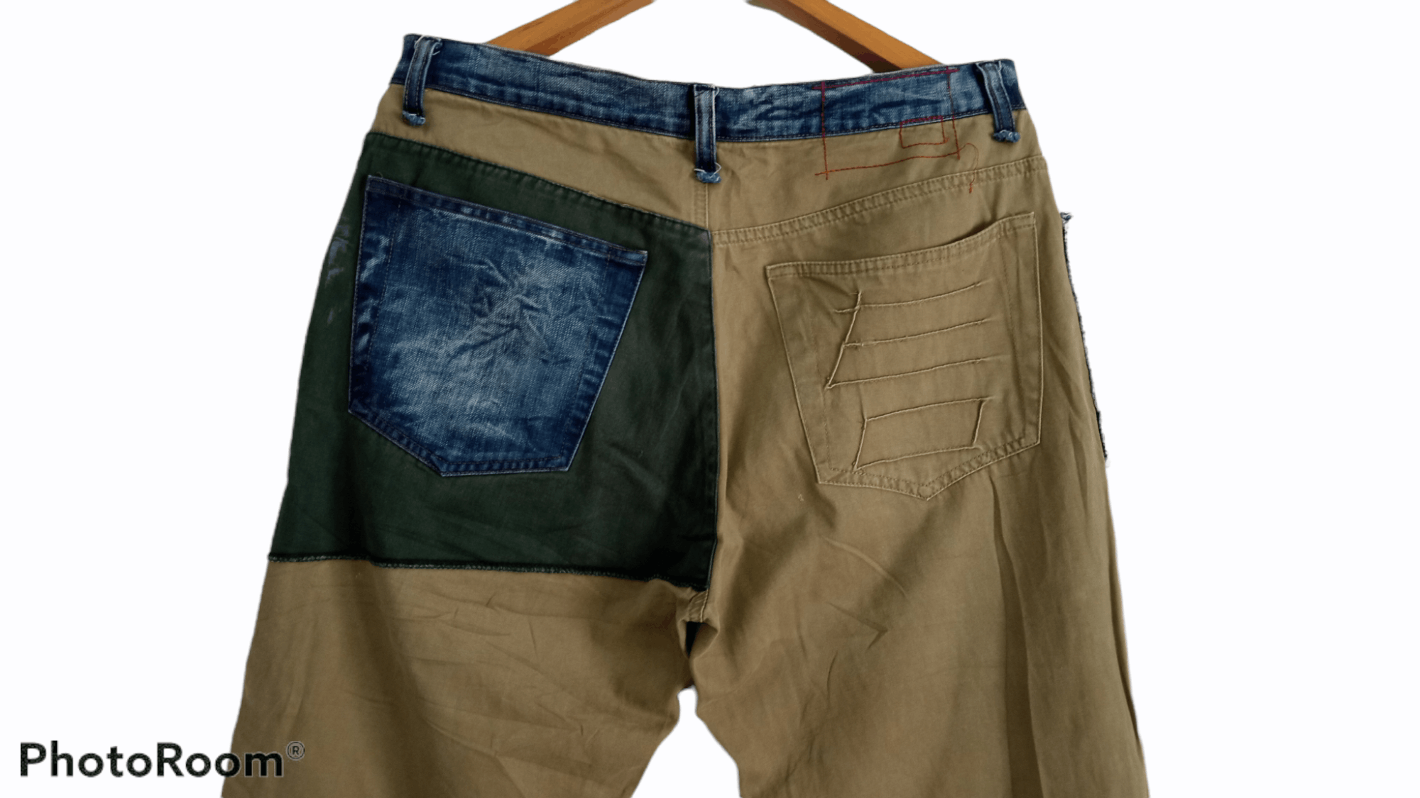 Japanese Brand × Vintage 🔥🔥Burks Bull Hybrid Patchwork Distressed Pants Size US 33 - 17 Thumbnail