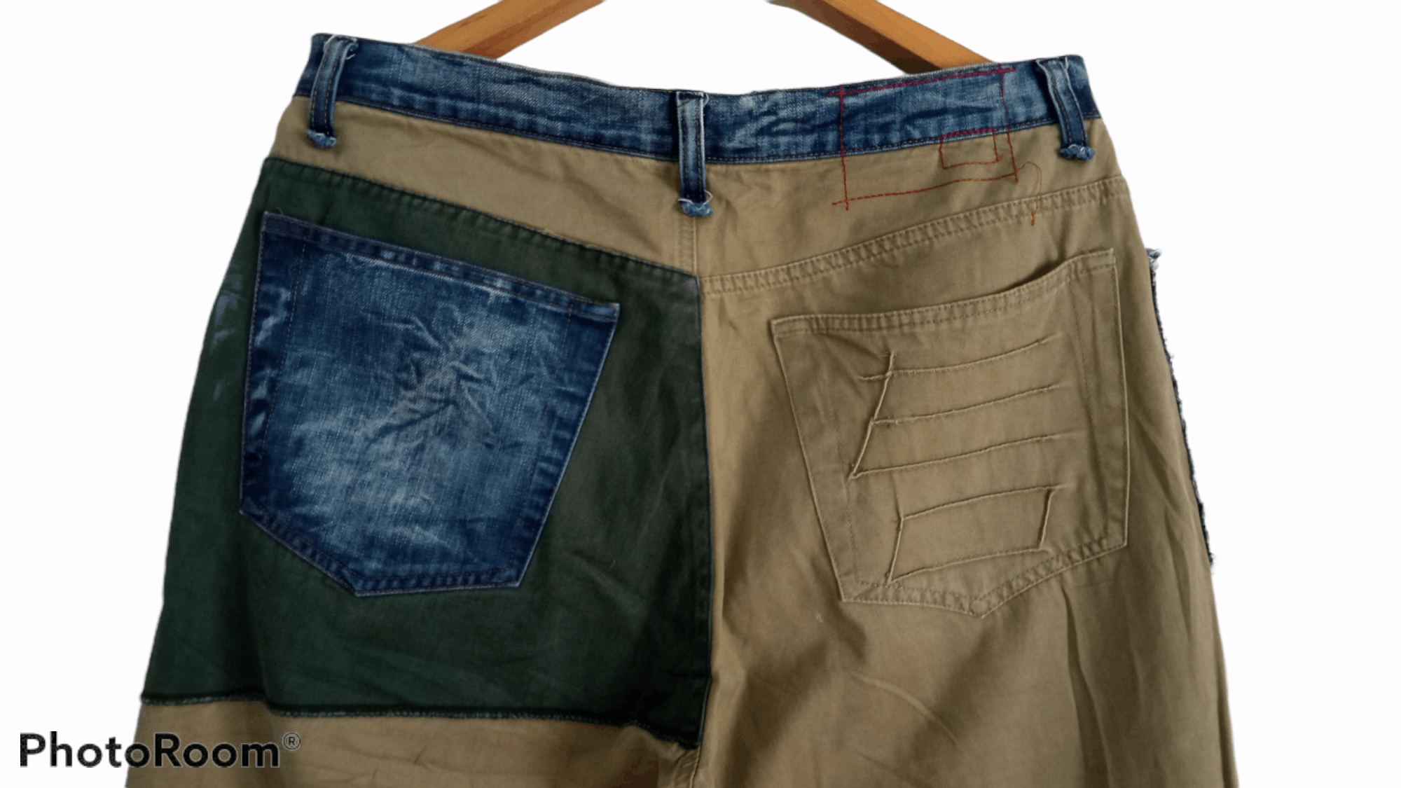 Japanese Brand × Vintage 🔥🔥Burks Bull Hybrid Patchwork Distressed Pants Size US 33 - 18 Thumbnail