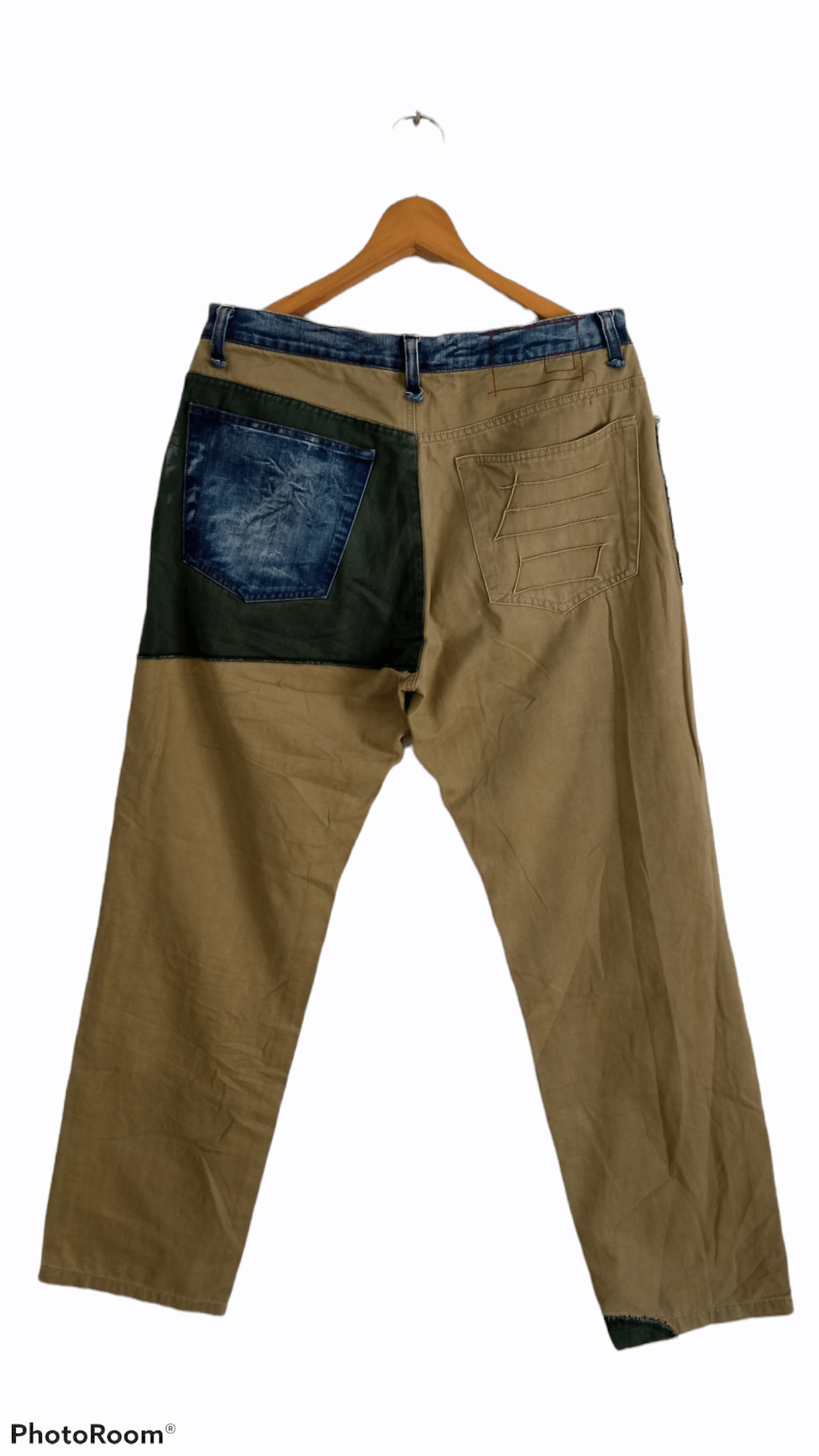 Japanese Brand × Vintage 🔥🔥Burks Bull Hybrid Patchwork Distressed Pants Size US 33 - 14 Thumbnail