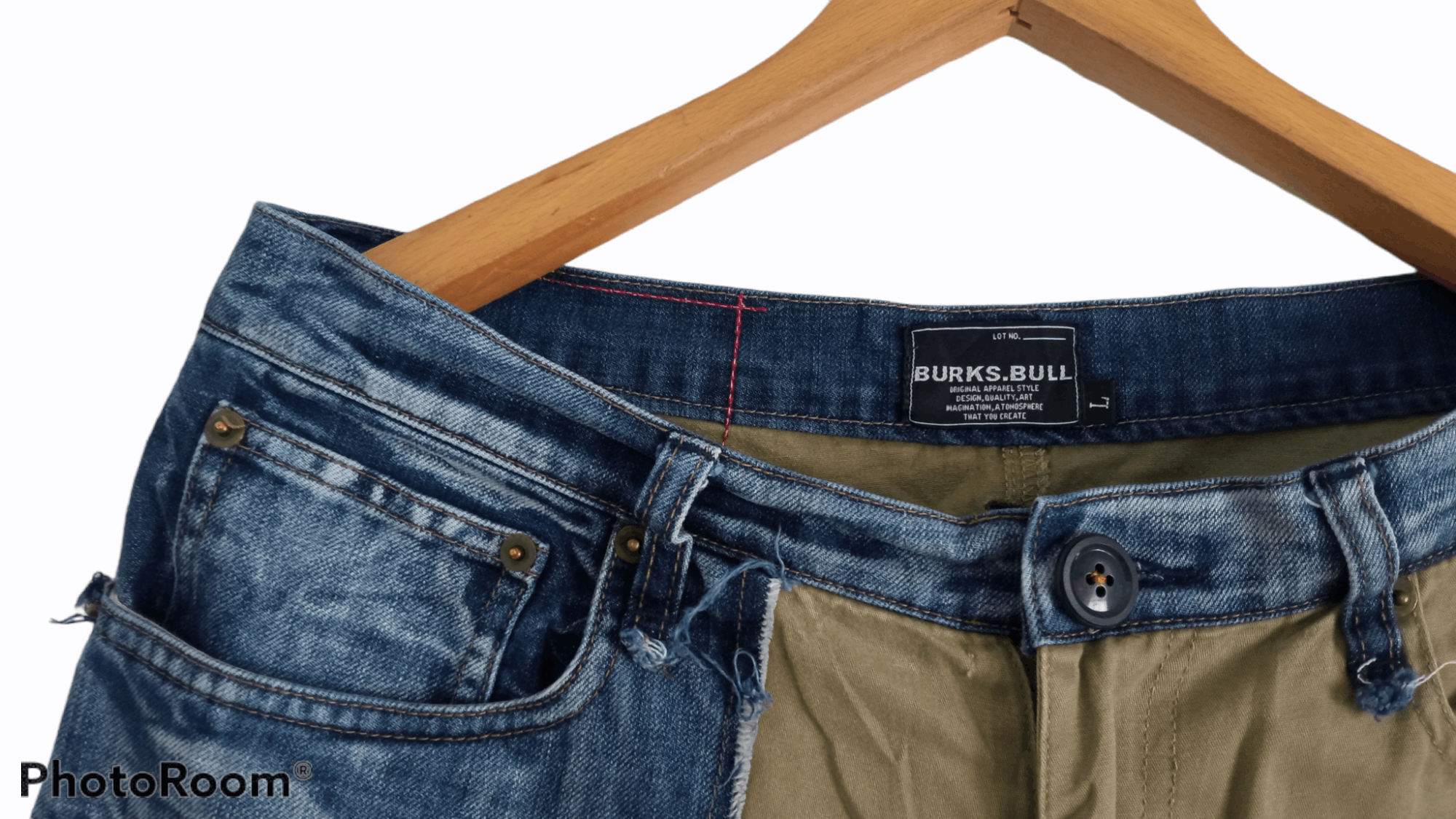 Japanese Brand × Vintage 🔥🔥Burks Bull Hybrid Patchwork Distressed Pants Size US 33 - 13 Thumbnail