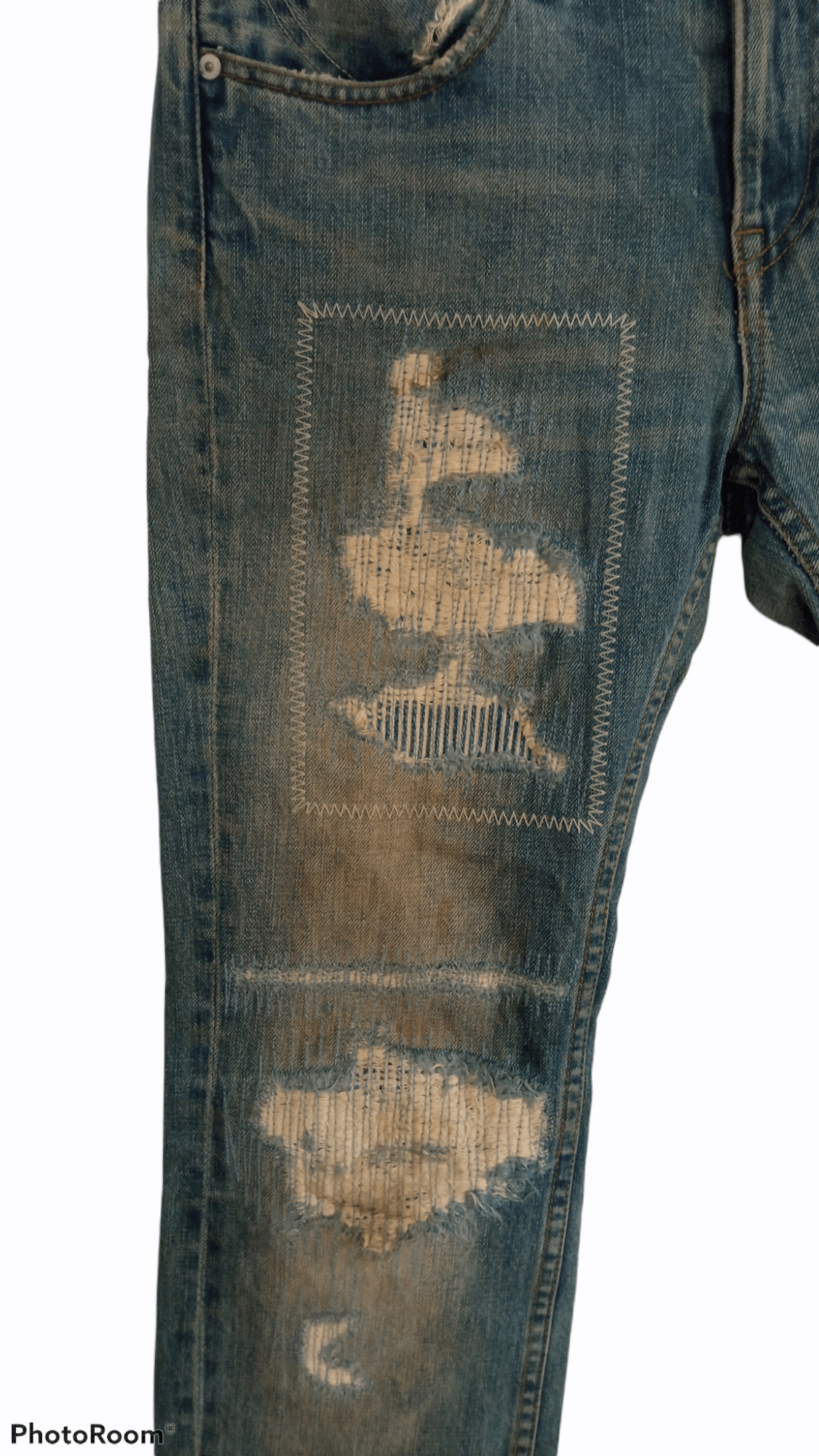 Paul Smith × R.Newbold × Vintage 🔥🔥R.Newbold Paul Smith Patchwork Distressed Jeans Denim Size US 32 / EU 48 - 8 Thumbnail