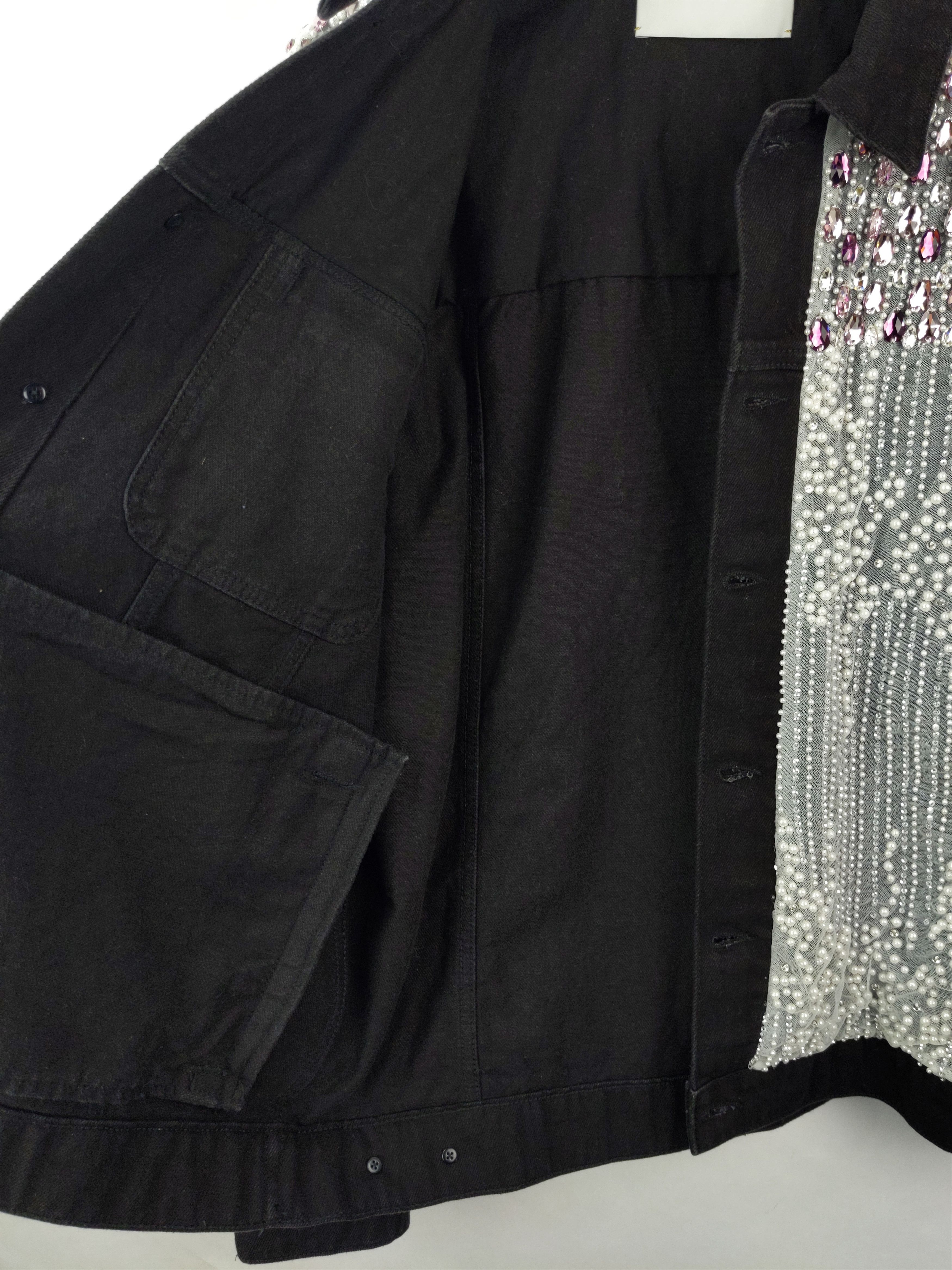 Designer $8K LONPARNY Custom Swarovski Pearls Crystal Denim Jacket Size US L / EU 52-54 / 3 - 13 Thumbnail