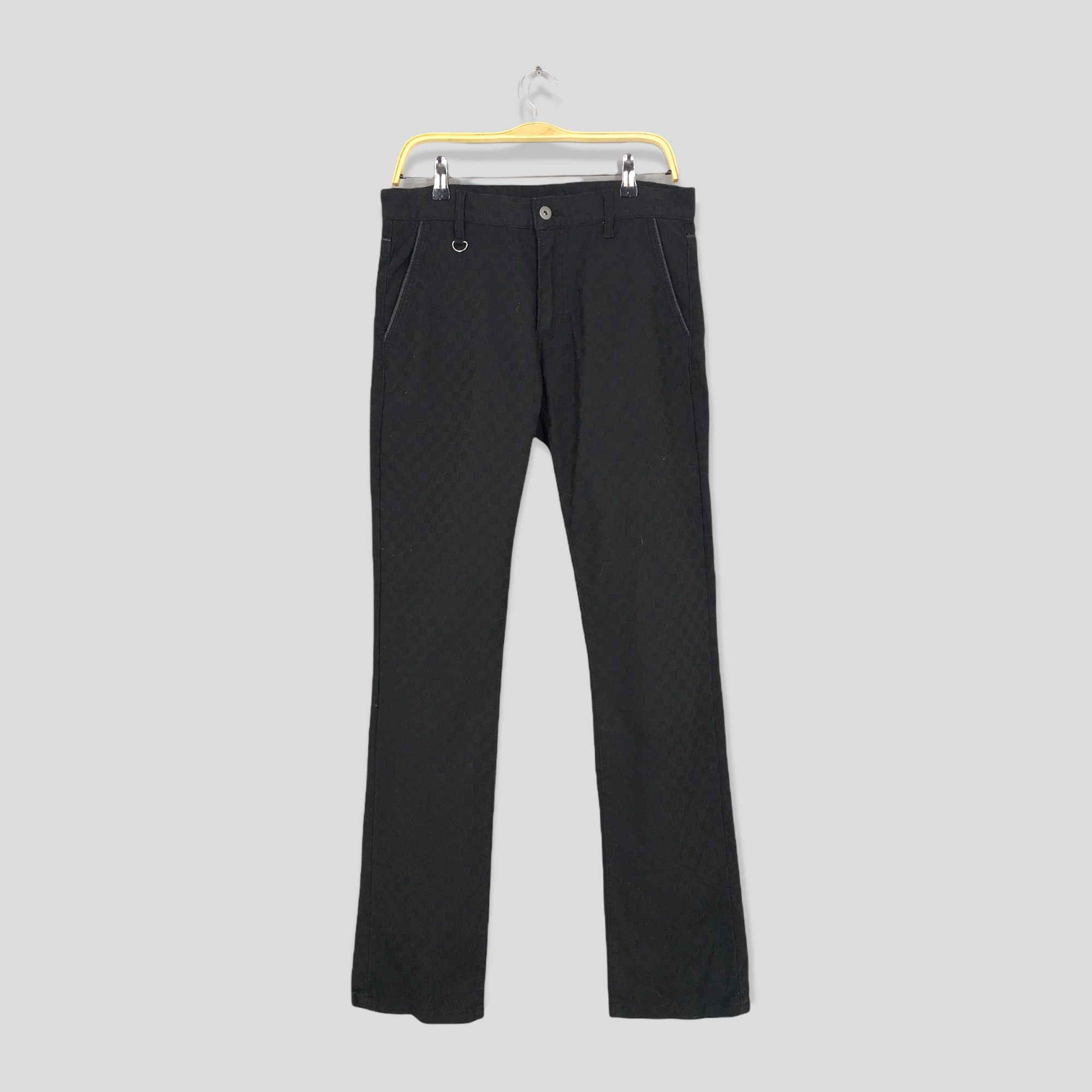 image of Designer Size 32X32.5 Avail Mode Japan Checked Casual Slim Fit Pants in Black, Men's