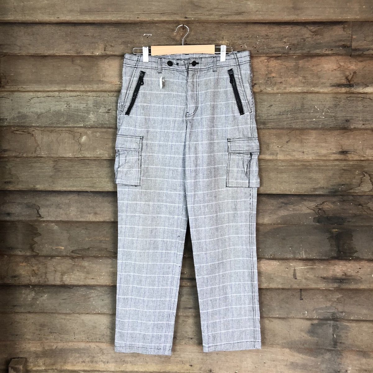 Japanese Brand DLL Checkered Grey Cargo utility Multipocket Pants #1530 Size US 30 / EU 46 - 1 Thumbnail