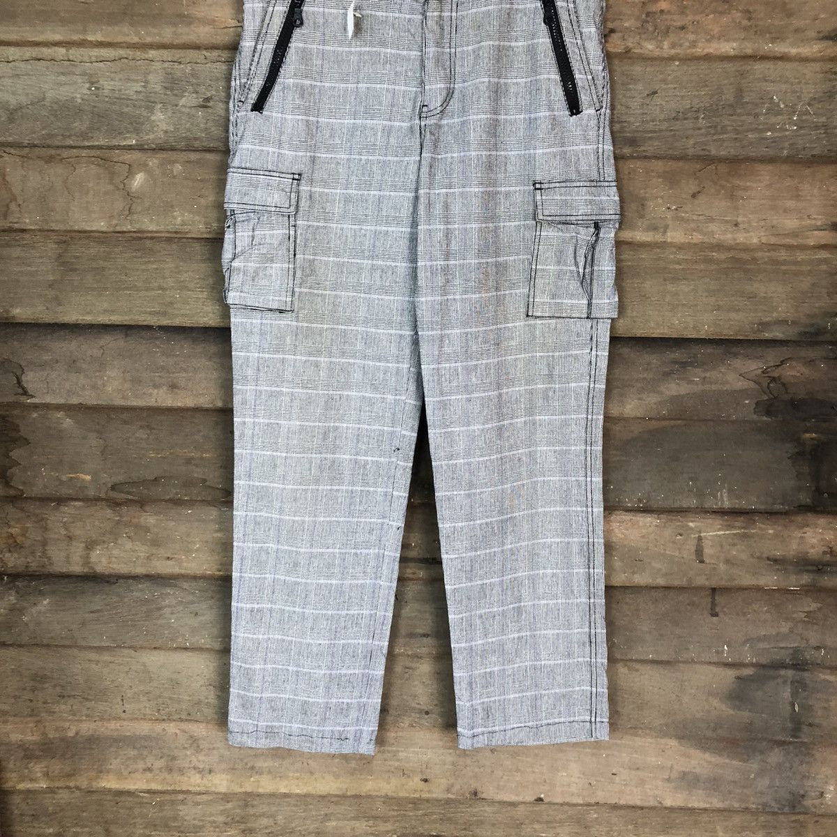 Japanese Brand DLL Checkered Grey Cargo utility Multipocket Pants #1530 Size US 30 / EU 46 - 3 Thumbnail
