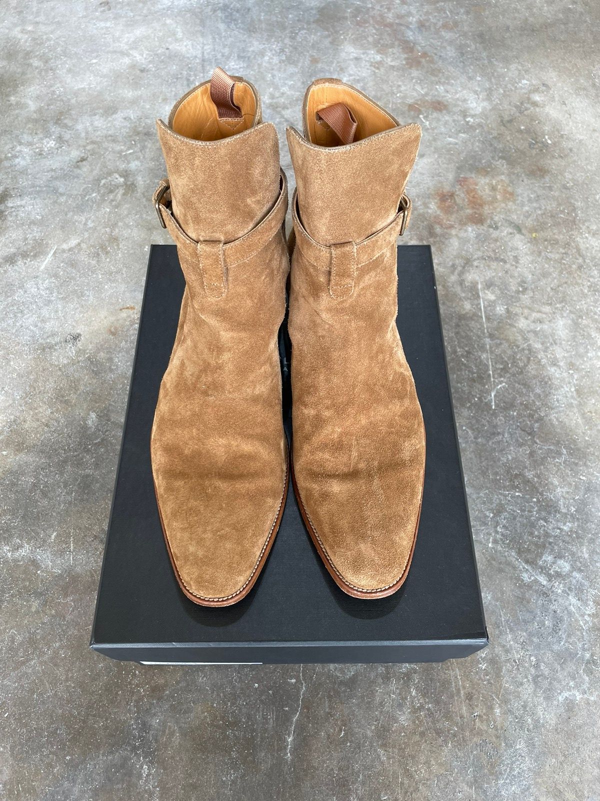 Pre-owned Saint Laurent Wyatt Brown Suede Jodhpur Shoes