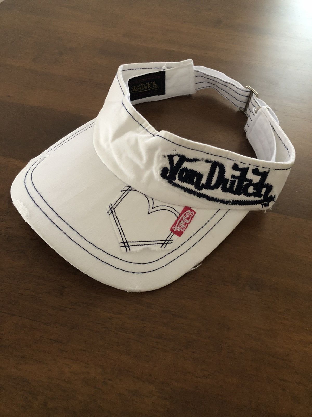 image of Archival Clothing x Von Dutch Distressed Visor Hat Summer in White, Men's