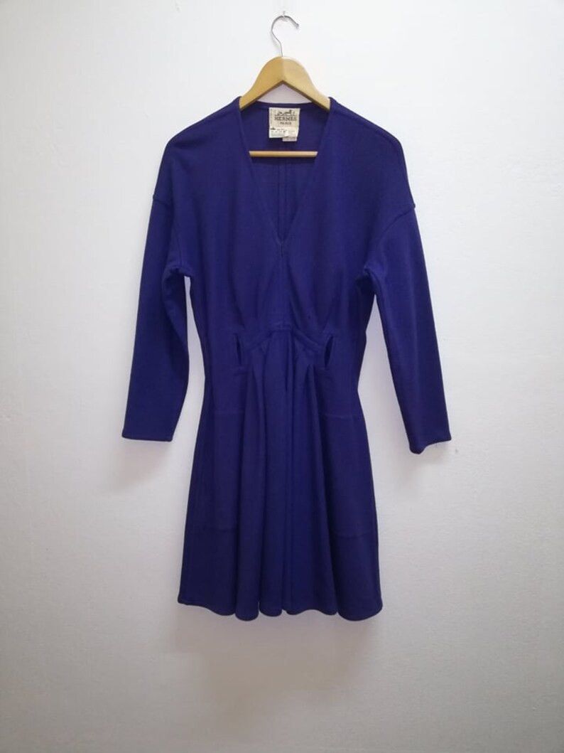 Hermes 🔥Vintage🔥 80s Hermes Paris Dress 100% Wool Made in France Size S / US 4 / IT 40 - 1 Thumbnail