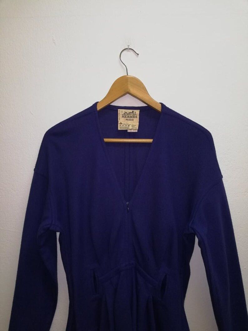 Hermes 🔥Vintage🔥 80s Hermes Paris Dress 100% Wool Made in France Size S / US 4 / IT 40 - 2 Thumbnail