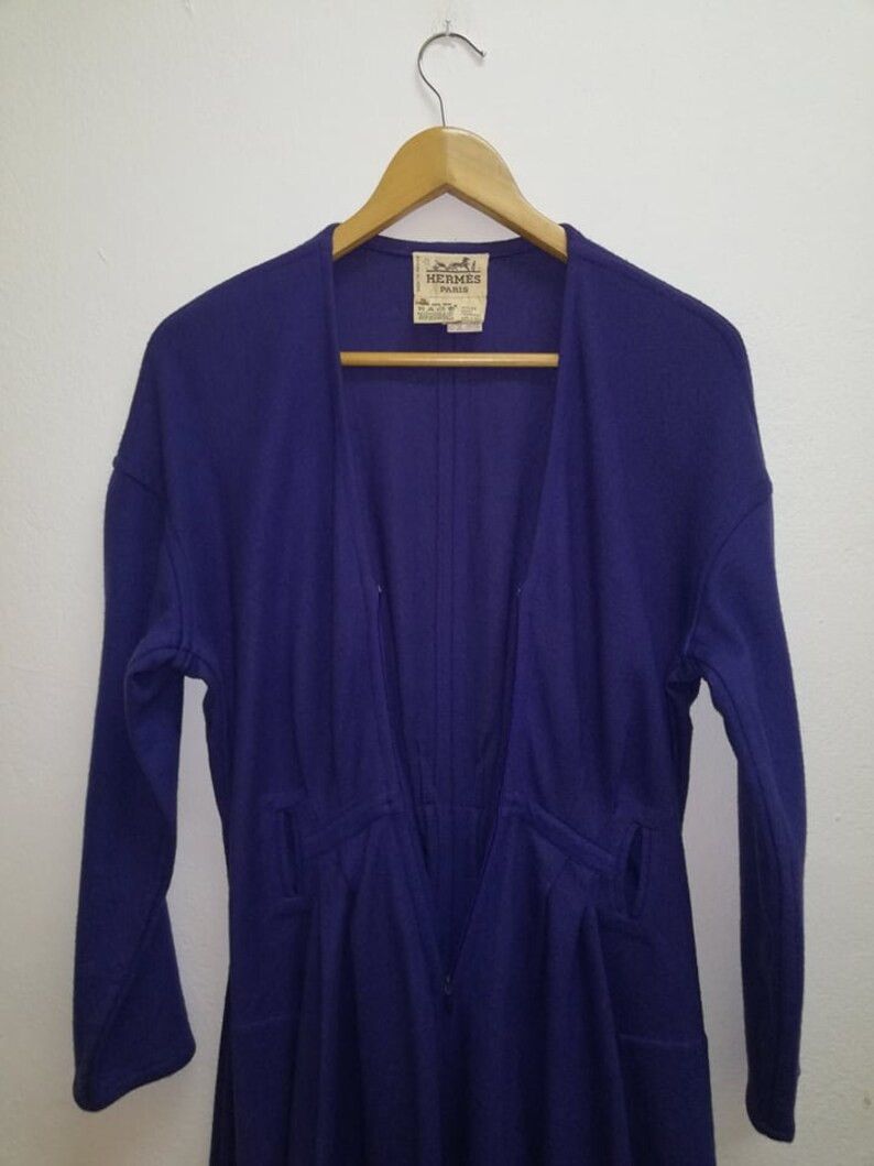 Hermes 🔥Vintage🔥 80s Hermes Paris Dress 100% Wool Made in France Size S / US 4 / IT 40 - 3 Thumbnail