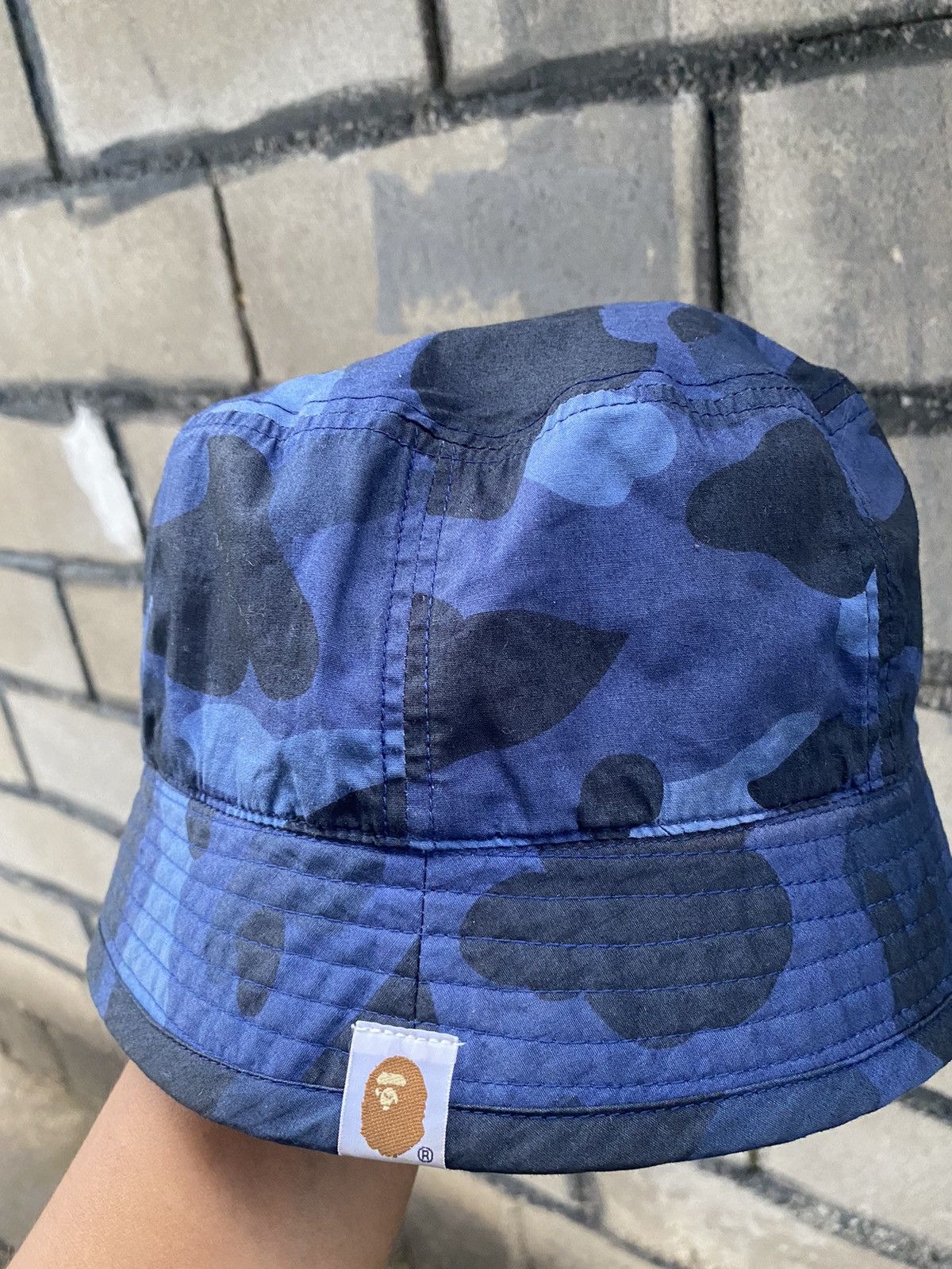 image of Bape Color Camo Reversible Bucket Hat in Navy, Men's