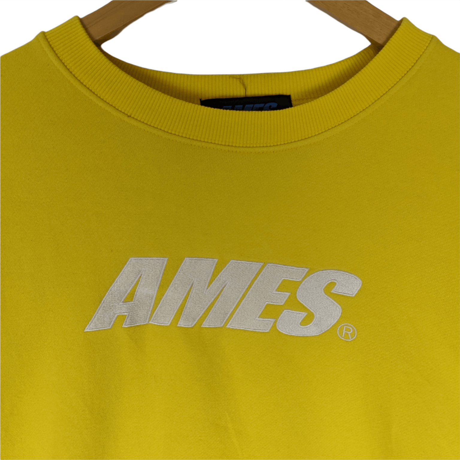 Japanese Brand AMES Spell Out Box Logo Yellow Jumper Sweatshirt Size US M / EU 48-50 / 2 - 4 Thumbnail