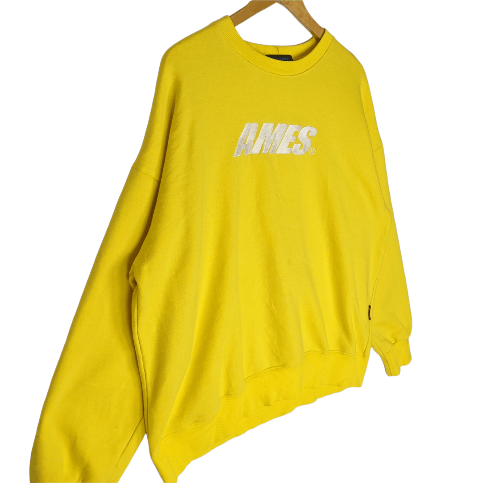 Japanese Brand AMES Spell Out Box Logo Yellow Jumper Sweatshirt Size US M / EU 48-50 / 2 - 3 Thumbnail
