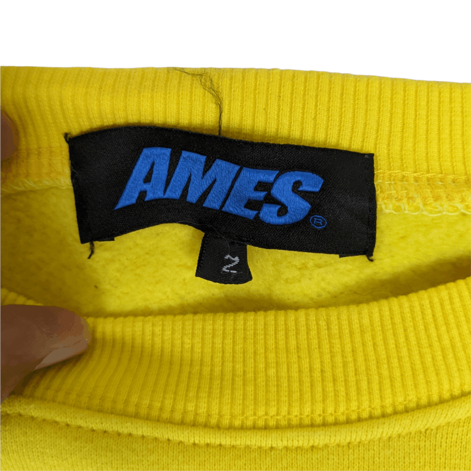 Japanese Brand AMES Spell Out Box Logo Yellow Jumper Sweatshirt Size US M / EU 48-50 / 2 - 10 Thumbnail
