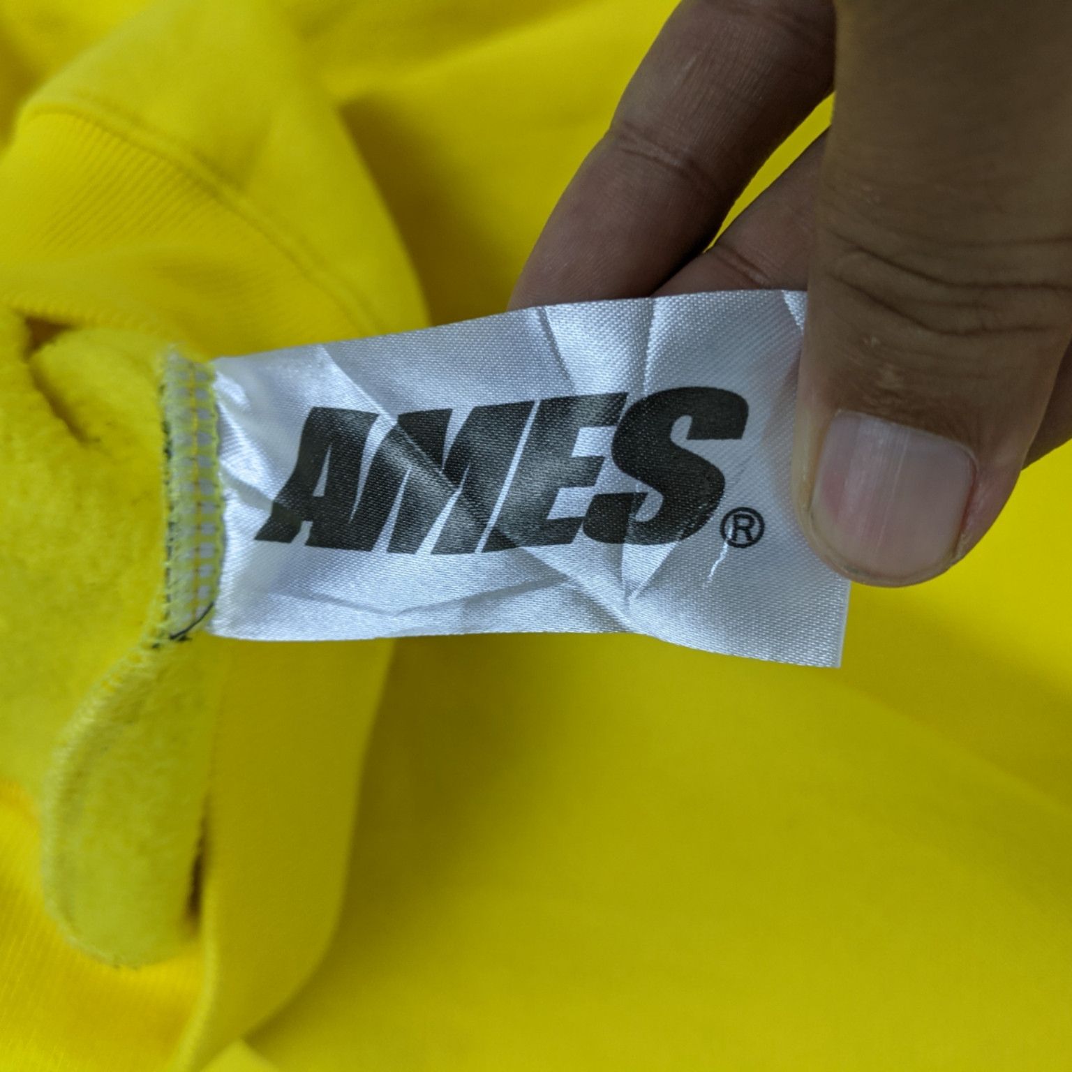 Japanese Brand AMES Spell Out Box Logo Yellow Jumper Sweatshirt Size US M / EU 48-50 / 2 - 6 Thumbnail