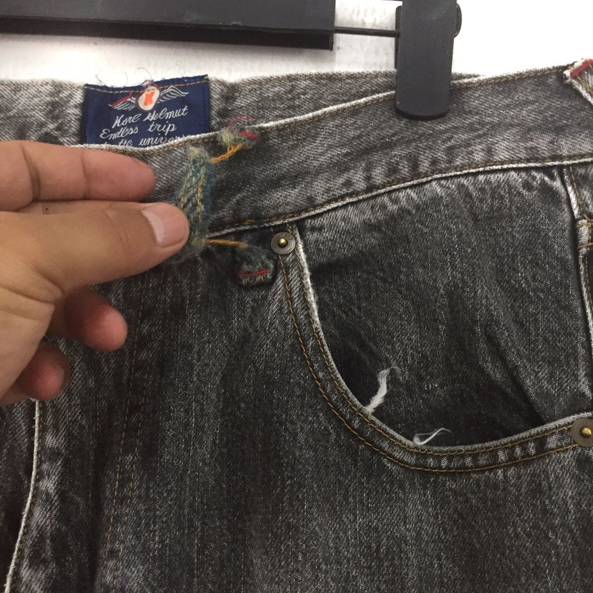 Japanese Brand Rare KARL HELMUT big logo jeans Size US 31 - 4 Thumbnail